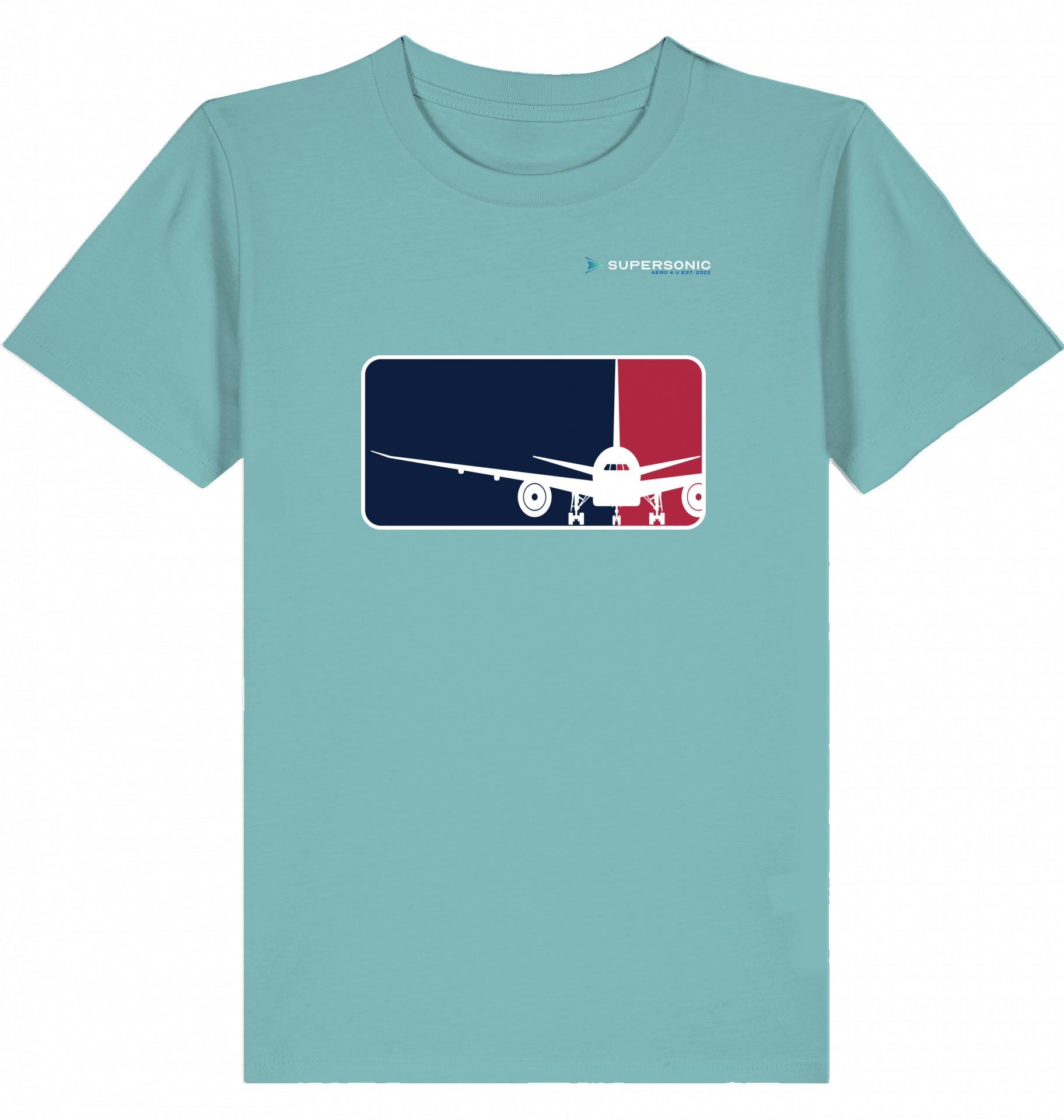 Aviation Kids Aviation T-Shirt “Major League Aviation“ Boeing 777 2.0 Teal Monstera für Piloten, Crews, Kinder & Planespotter made by SUPERSONIC aero 4U