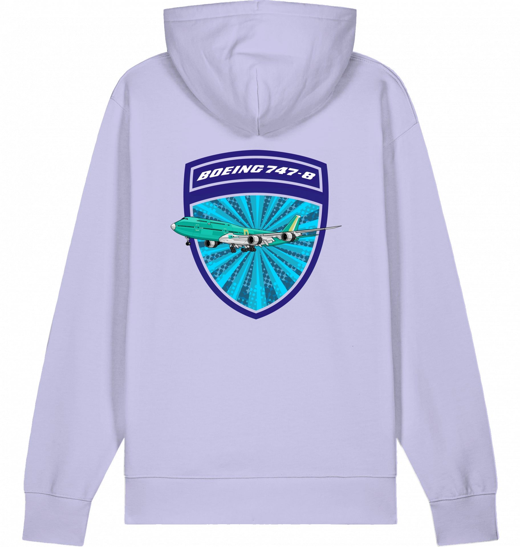 Aviation Flugzeug Hoodie Boeing 747-8 Jumbojet Lavender für Piloten, Crews, Kinder & Planespotter made by SUPERSONIC aero 4U