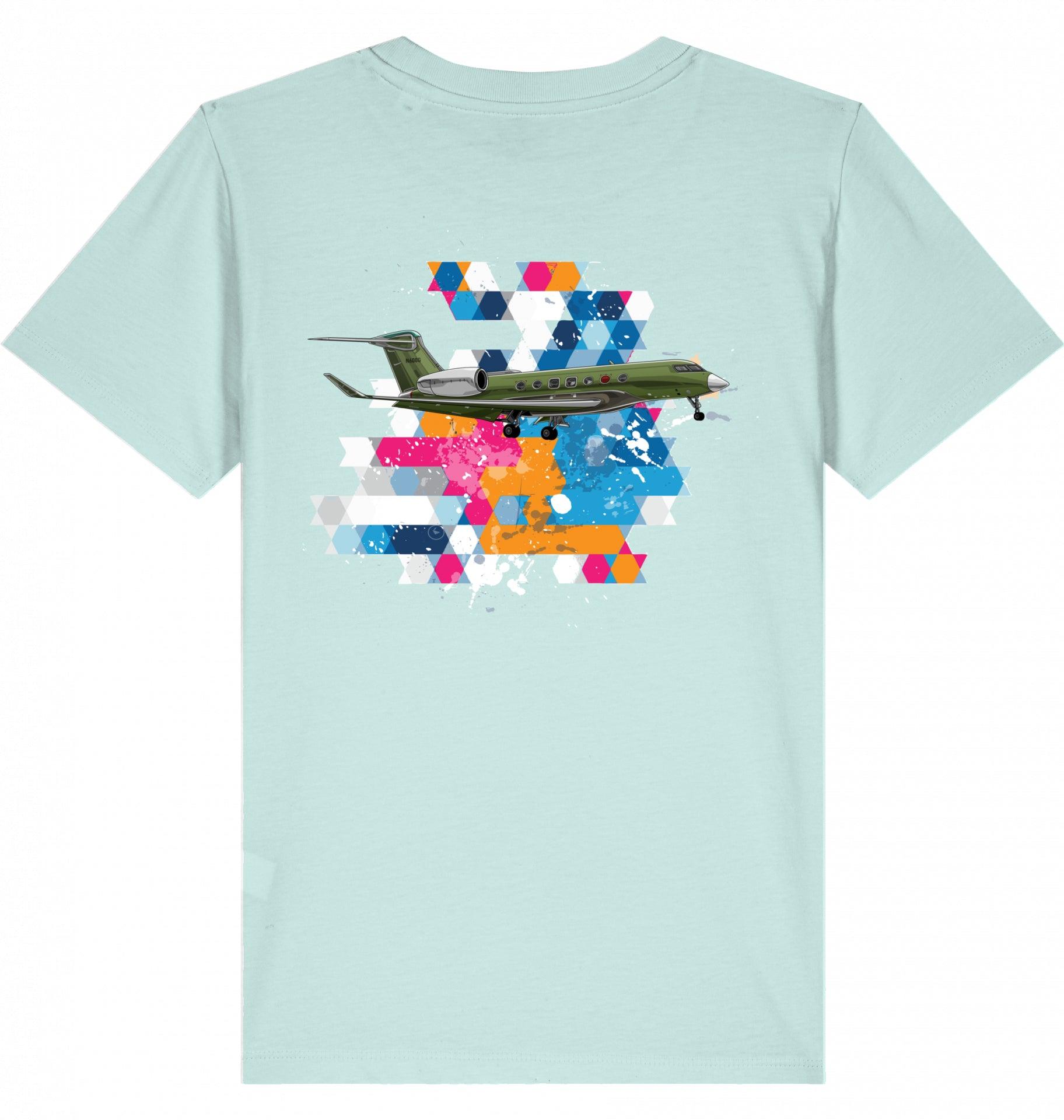 Aviation Kids Aviation T-Shirt Gulfstream G500/600 Business Jet 2.0 Caribbean Blue für Piloten, Crews, Kinder & Planespotter made by SUPERSONIC aero 4U