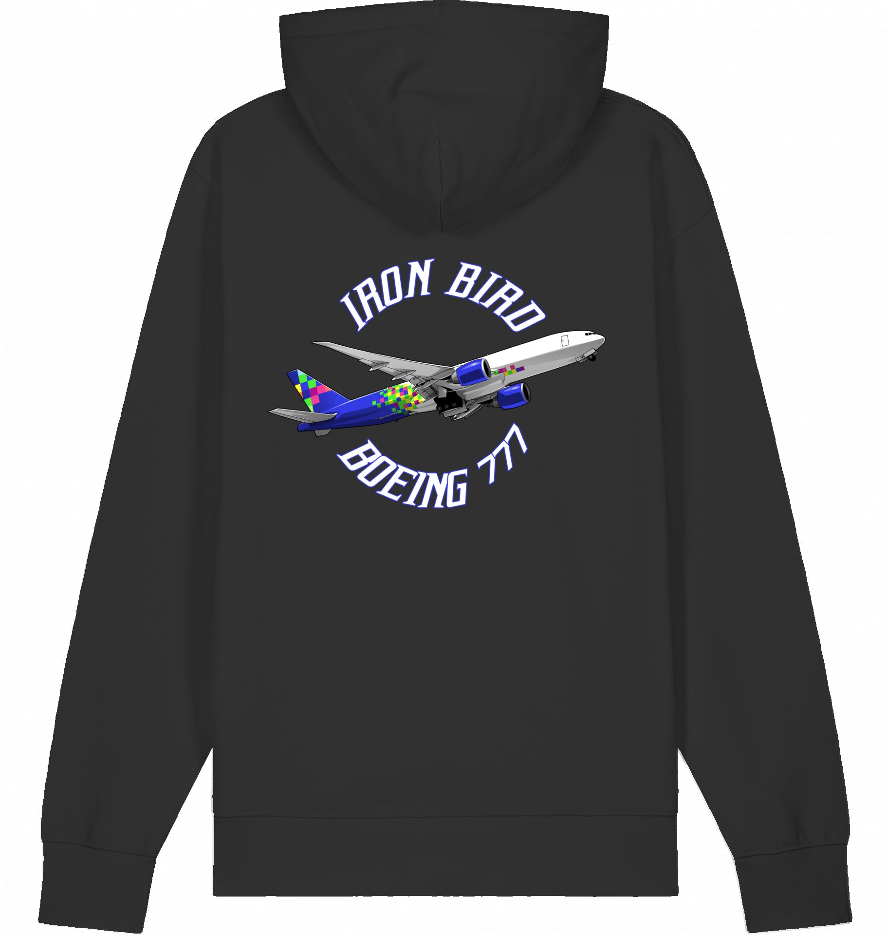 Aviation Flugzeug Hoodie Boeing 777 Iron Bird Black für Piloten, Crews, Kinder & Planespotter made by SUPERSONIC aero 4U