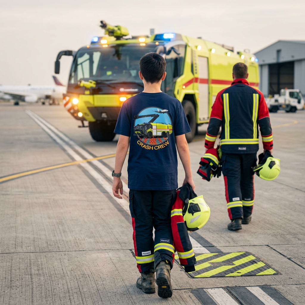 Kinder Tshirt ARFF, Kinder Tshirt Feuerwehr, Flughafen Feuerwehr Kinder Tshirt, Rosenbauer Panther Tshirt Kinder, Flugzeug Tshirt für Kinder