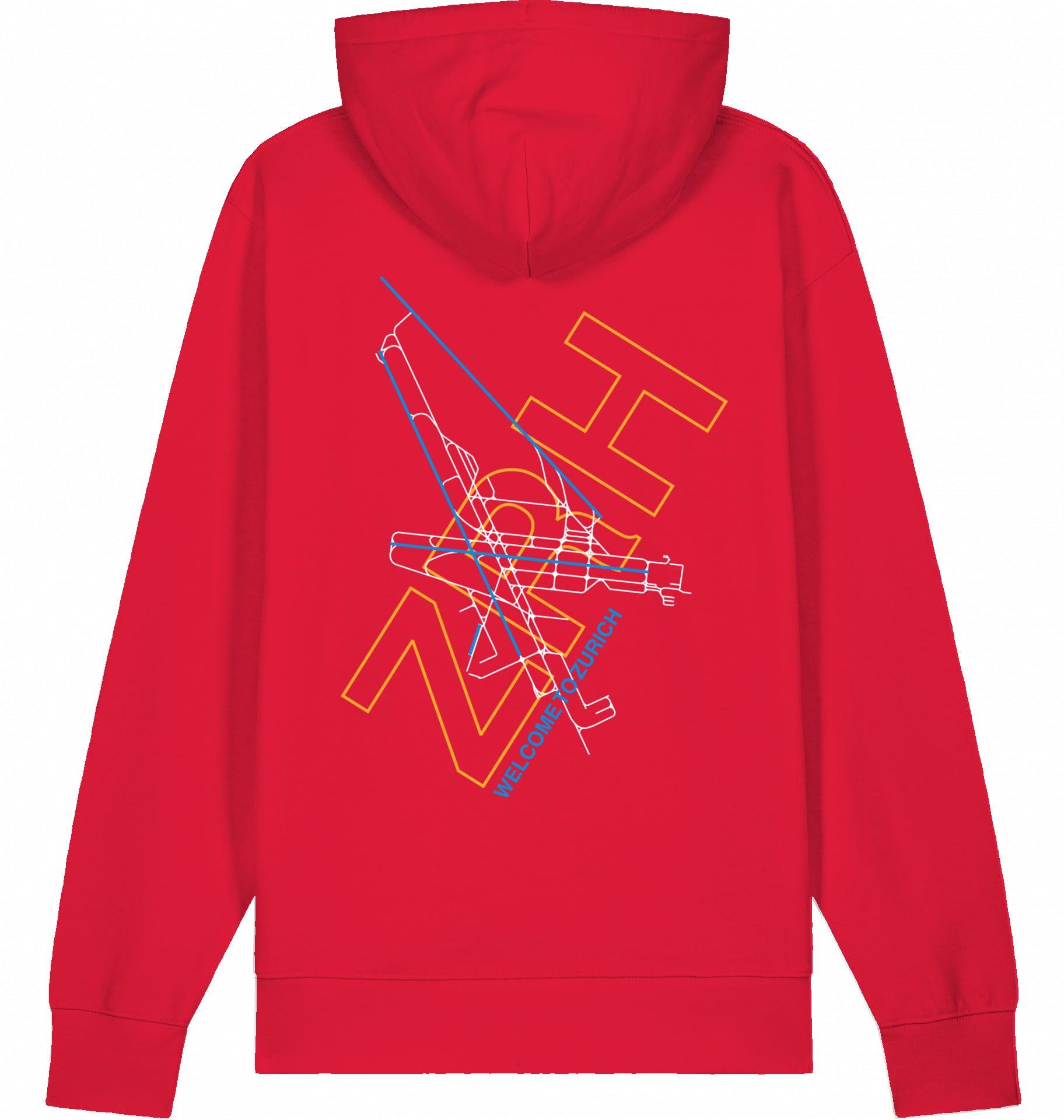 Aviation Zurich ZRH Airport Hoodie 2.0 Red für Piloten, Crews, Kinder & Planespotter made by SUPERSONIC aero 4U