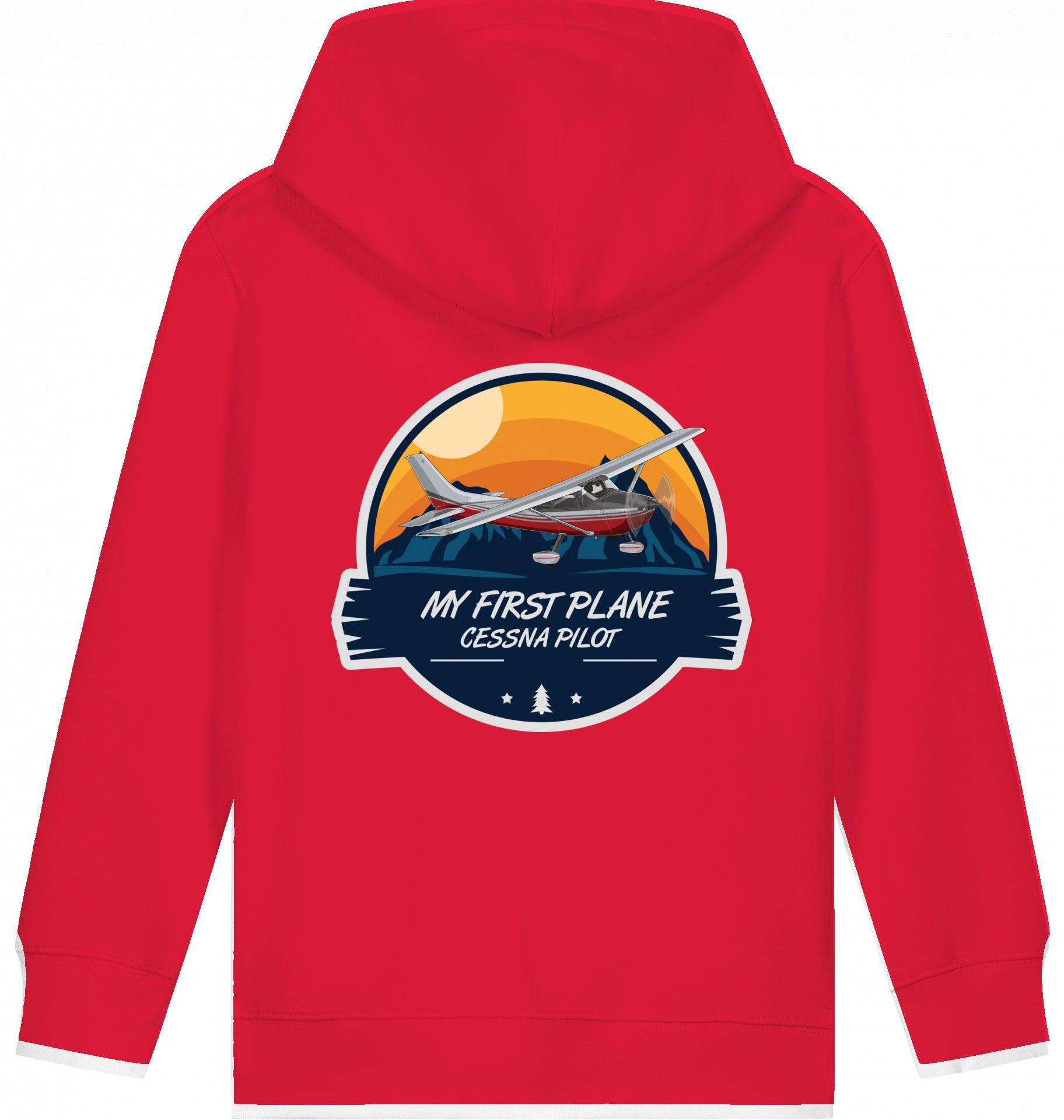 Aviation Kids Flugzeug Hoodie "My First Plane - Cessna 172" Red für Piloten, Crews, Kinder & Planespotter made by SUPERSONIC aero 4U