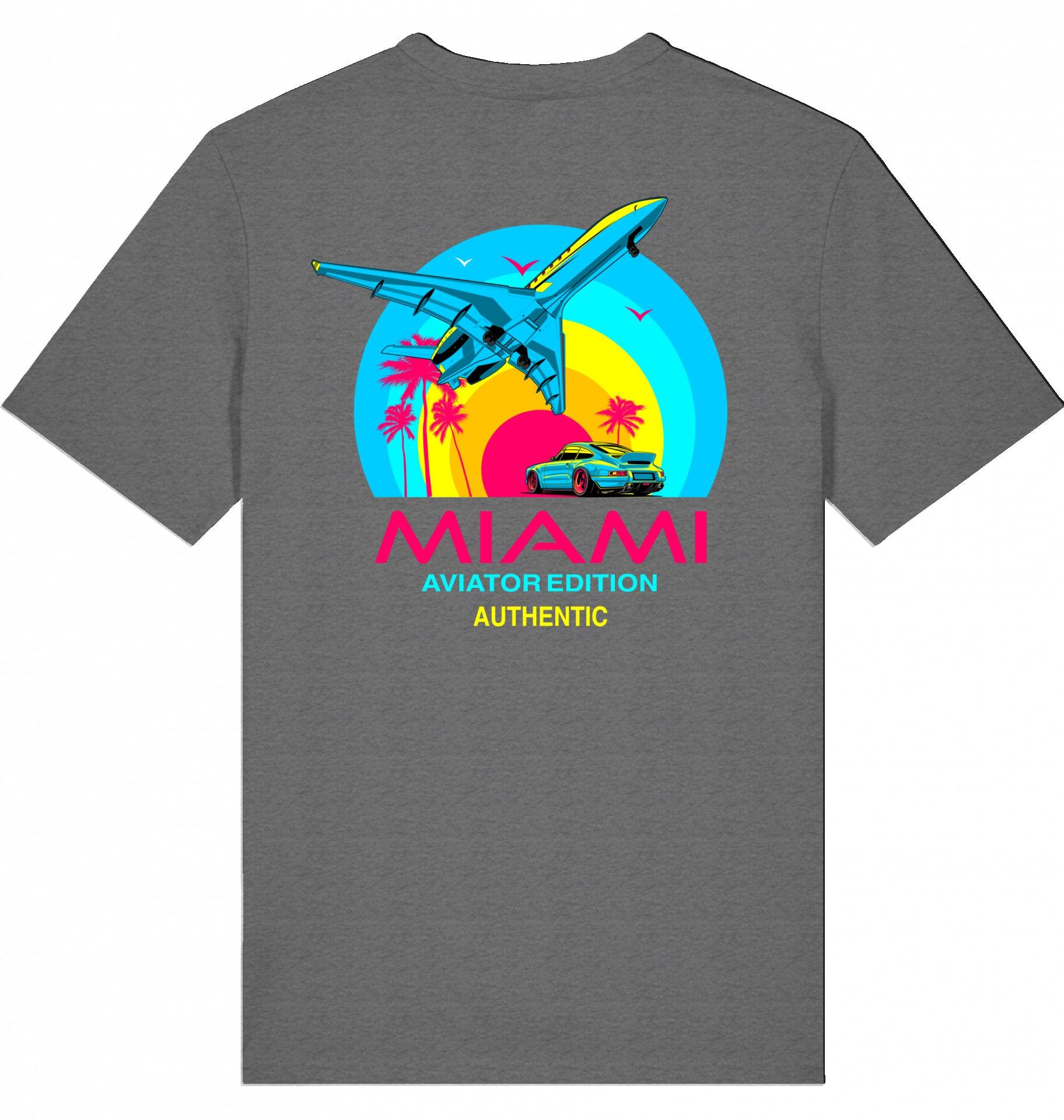 Aviation Flugzeug T-Shirt "Aviator Miami Summer" Dark Heather Grey für Piloten, Crews, Kinder & Planespotter made by SUPERSONIC aero 4U