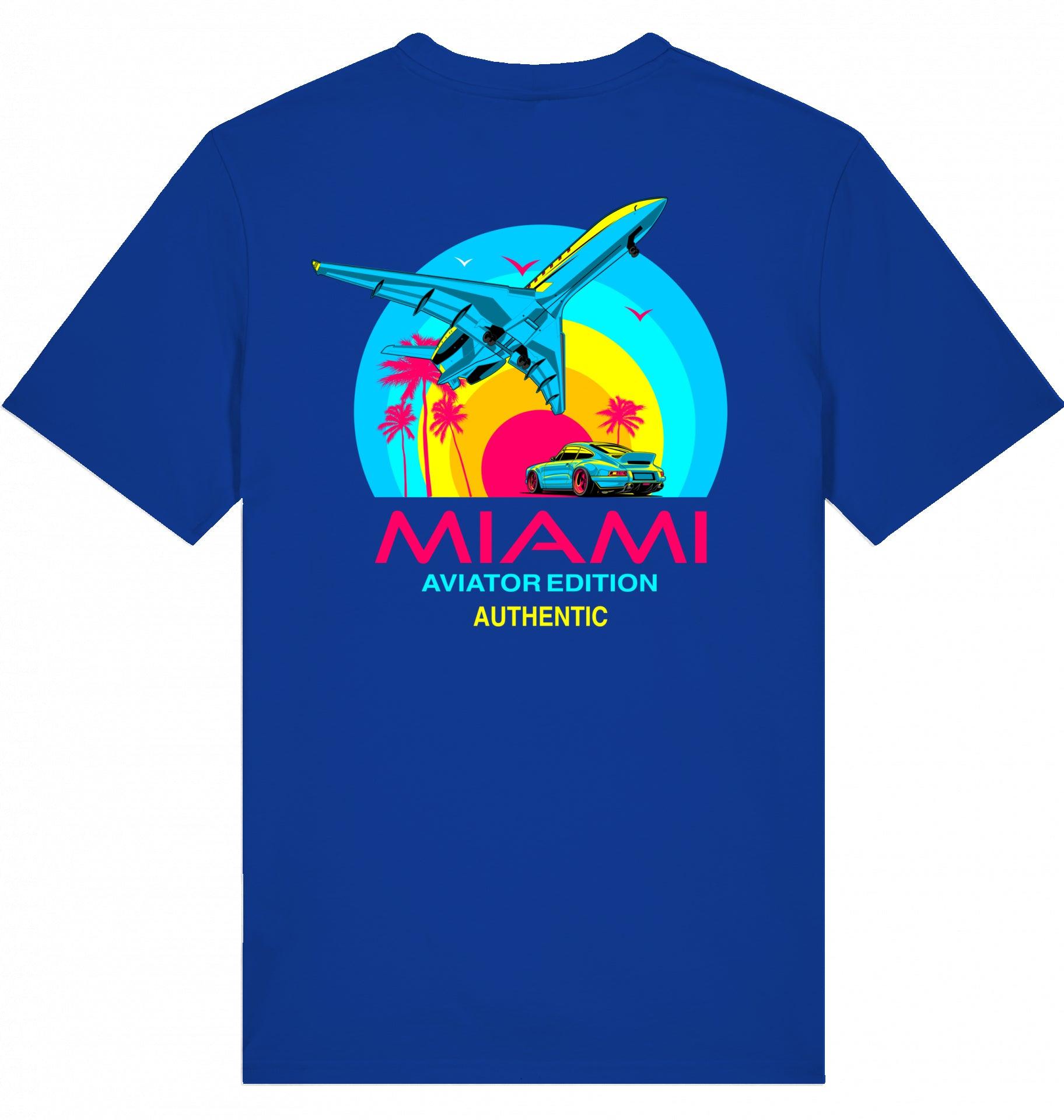 Aviation Flugzeug T-Shirt "Aviator Miami Summer" Worker Blue für Piloten, Crews, Kinder & Planespotter made by SUPERSONIC aero 4U