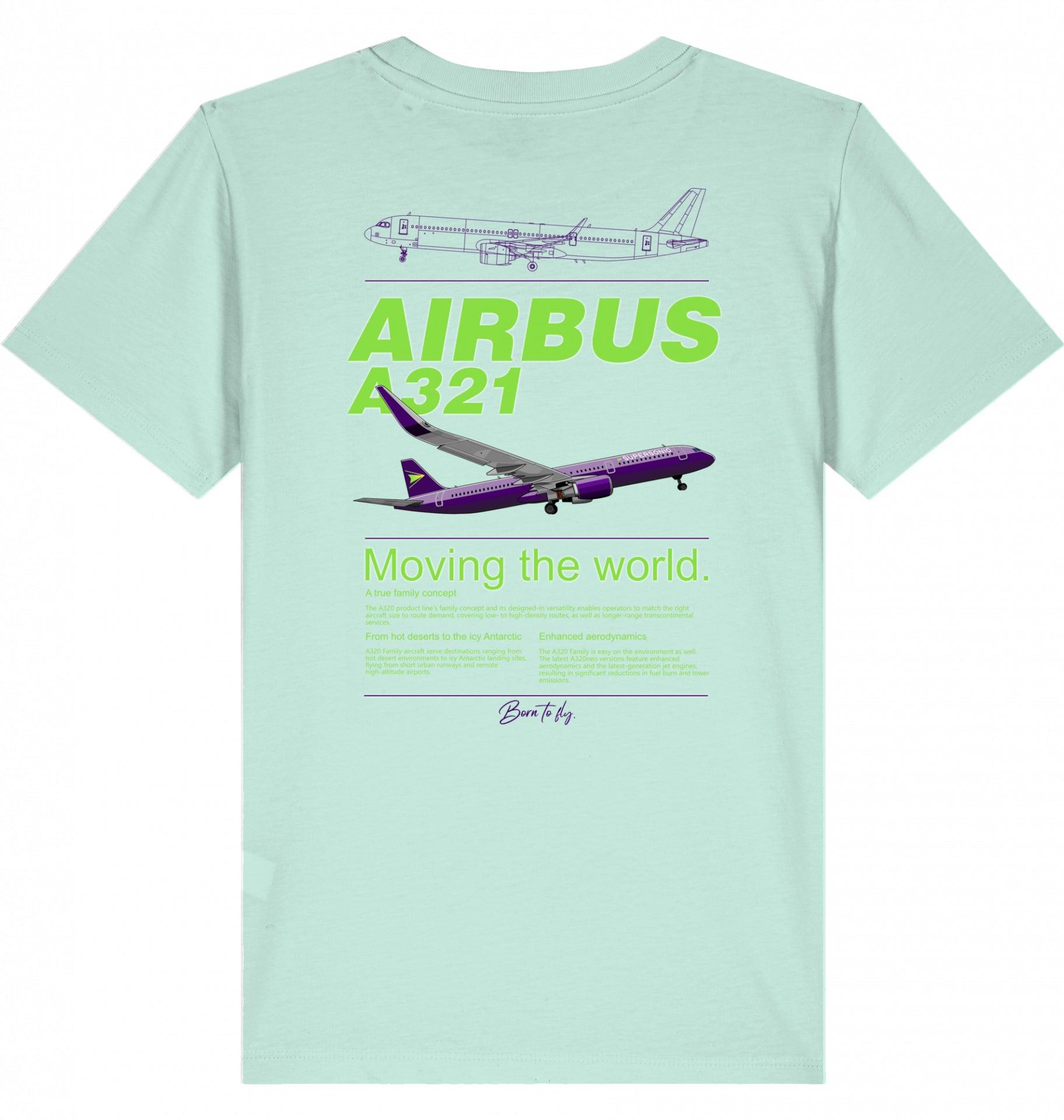Aviation Kids Aviation T-Shirt "Airbus A321 Neo Flugzeug" 2.0 Aloe für Piloten, Crews, Kinder & Planespotter made by SUPERSONIC aero 4U