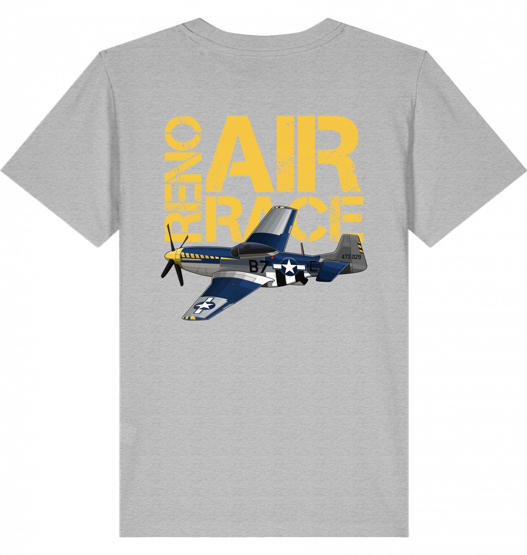 Aviation Kids Aviation T-Shirt "Reno Air Race Mustang P-51" 2.0 Heather Grey für Piloten, Crews, Kinder & Planespotter made by SUPERSONIC aero 4U