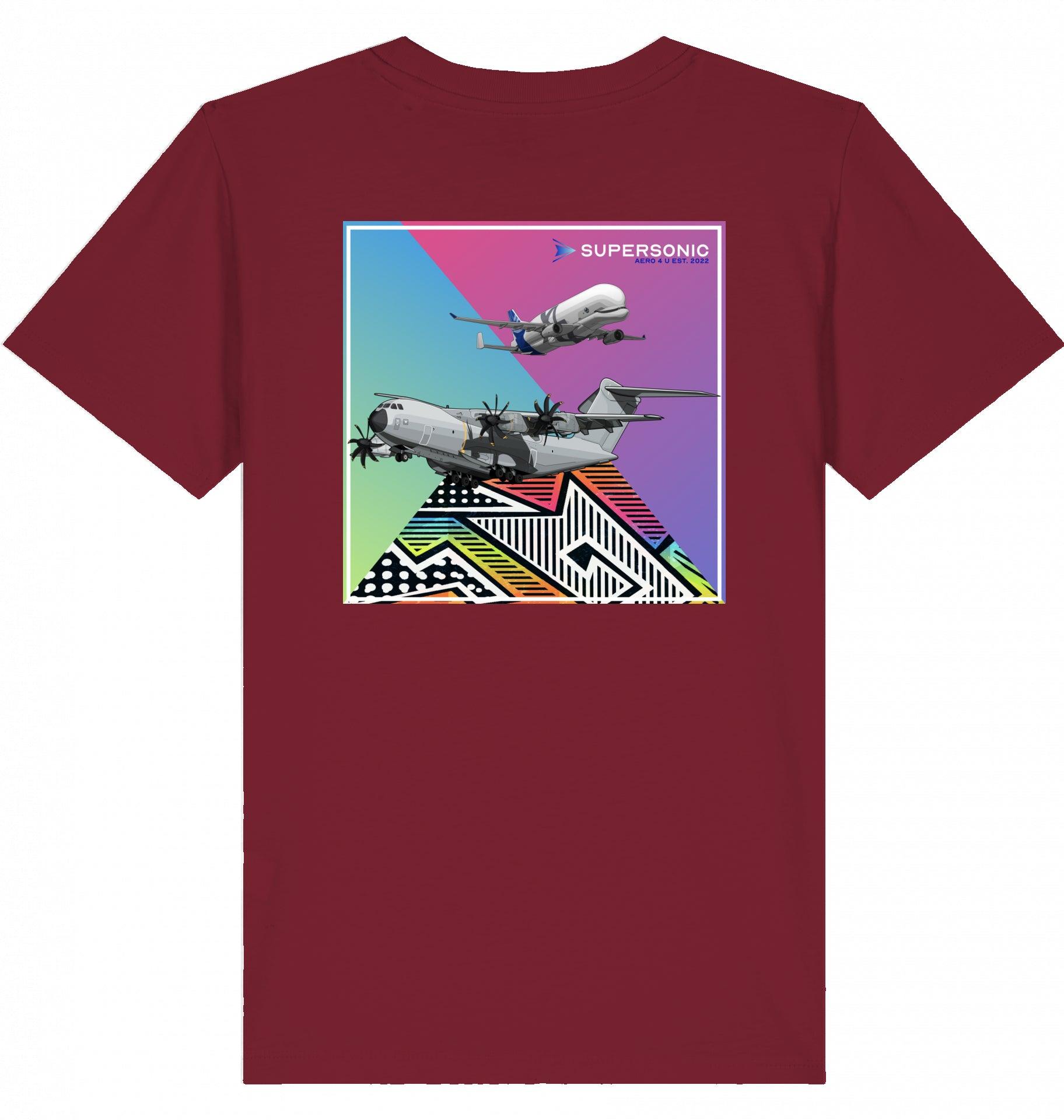 Aviation Kids Aviation T-Shirt Airbus A400M und Beluga Flugzeuge 2.0 Burgundy für Piloten, Crews, Kinder & Planespotter made by SUPERSONIC aero 4U