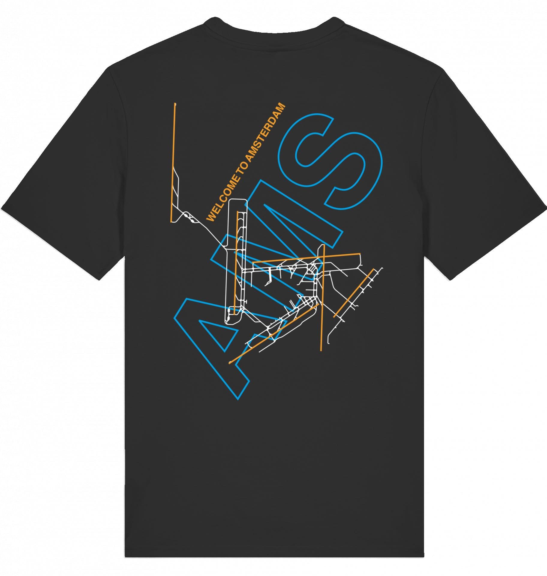 Aviation Airport T-Shirt "Amsterdam AMS Airportcode" Black für Piloten, Crews, Kinder & Planespotter made by SUPERSONIC aero 4U
