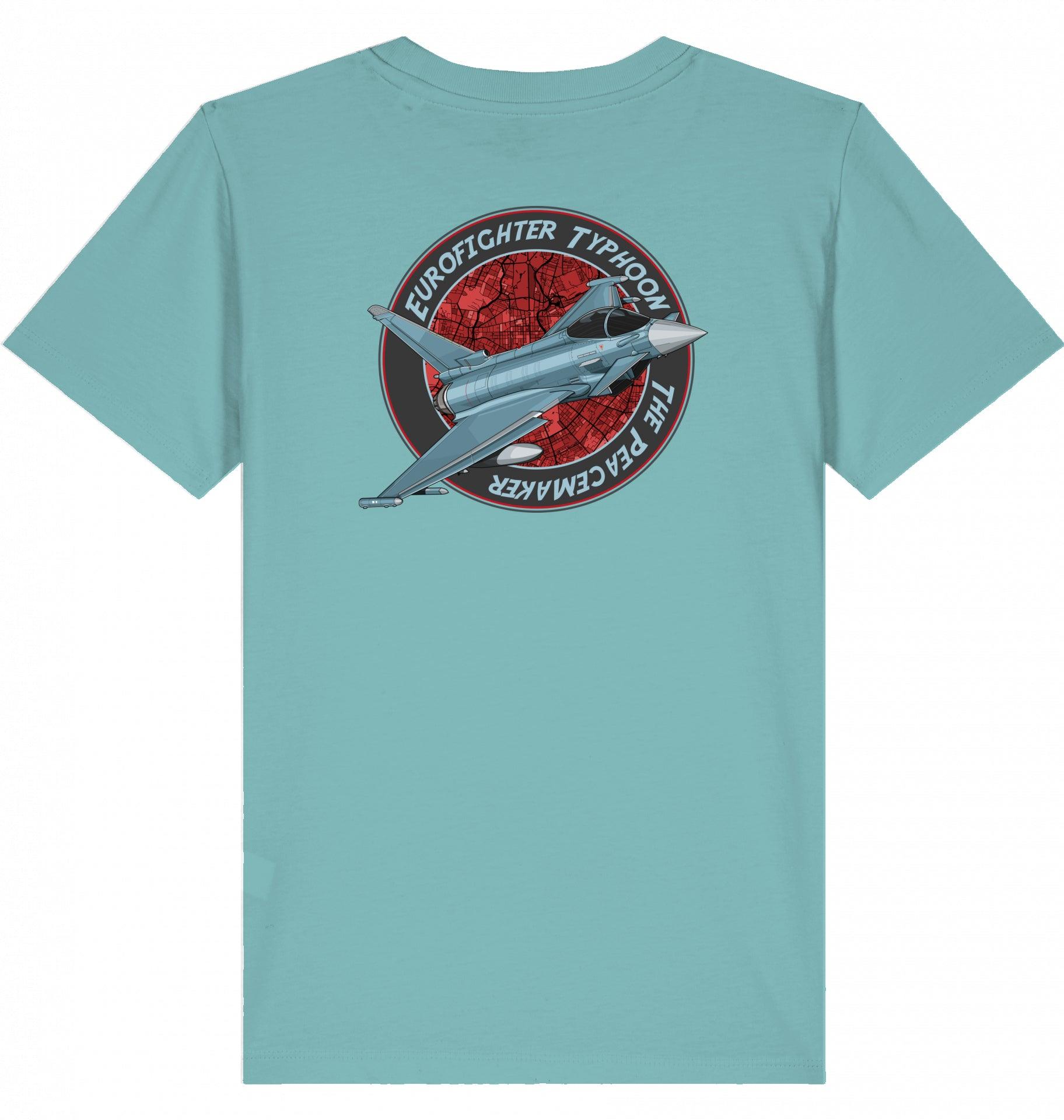 Aviation Kids Aviation T-Shirt "Eurofighter Typhoon - The Peacemaker" 2.0 Teal Monstera für Piloten, Crews, Kinder & Planespotter made by SUPERSONIC aero 4U
