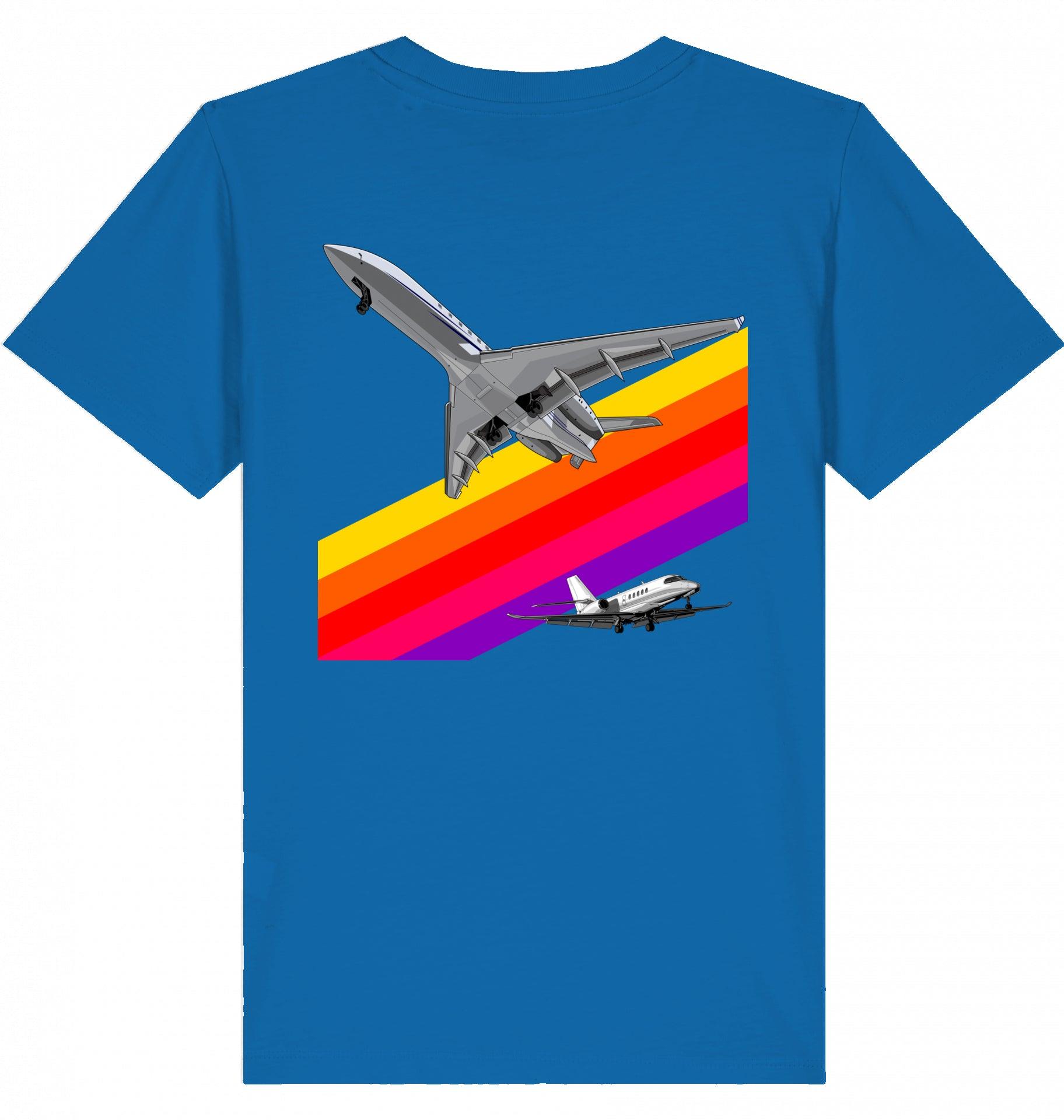Aviation Kids Aviation T-Shirt "VHS 80ies Style - Business Aviation" 2.0 Royal Blue für Piloten, Crews, Kinder & Planespotter made by SUPERSONIC aero 4U