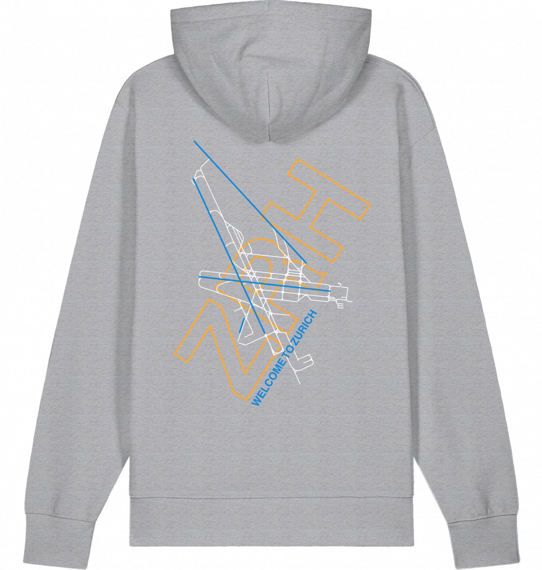 Aviation Zurich ZRH Airport Hoodie 2.0 Mid Heather Grey für Piloten, Crews, Kinder & Planespotter made by SUPERSONIC aero 4U