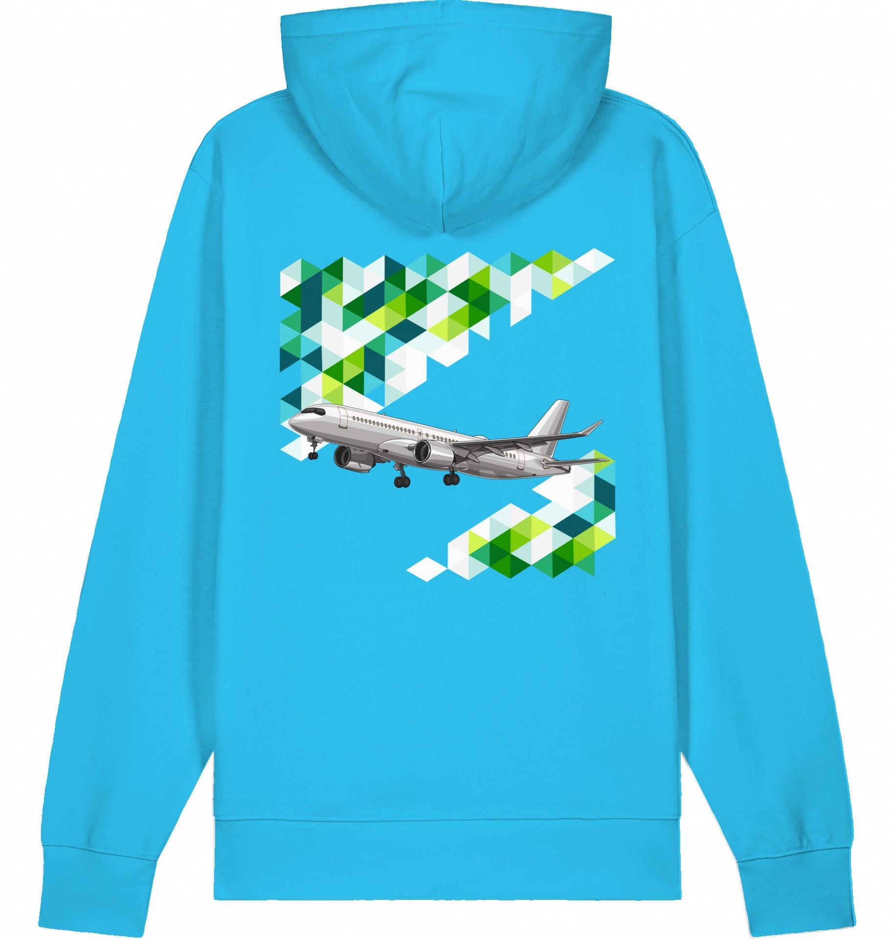Aviation Flugzeug Hoodie Airbus A220 für Airbuslovers Aqua Blue für Piloten, Crews, Kinder & Planespotter made by SUPERSONIC aero 4U