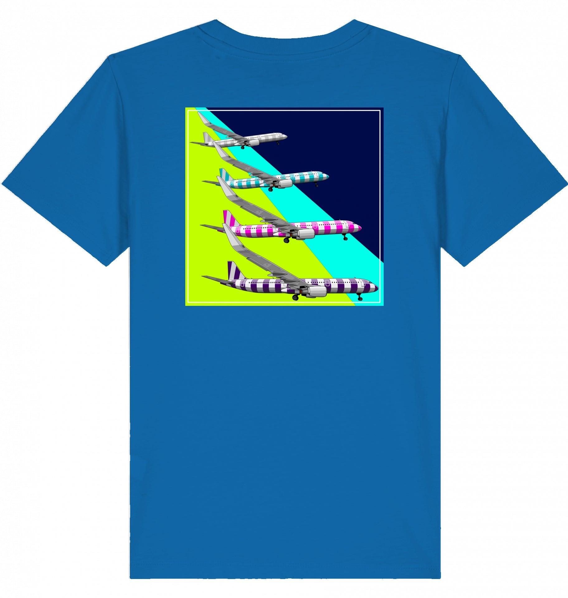 Aviation Kids Aviation T-Shirt Airbus A321 Aircraft Landing 2.0 Royal Blue für Piloten, Crews, Kinder & Planespotter made by SUPERSONIC aero 4U