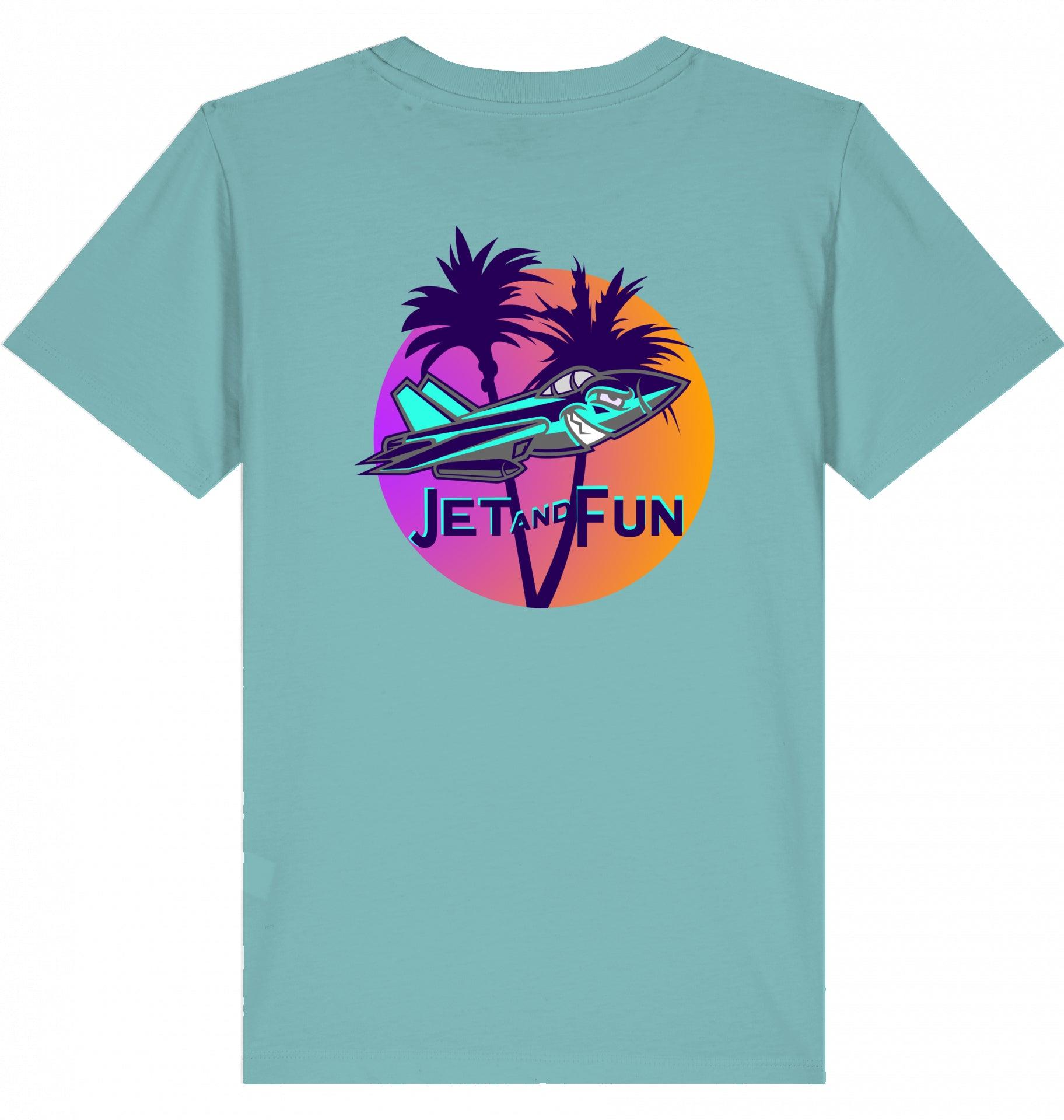 Aviation Kids Aviation T-Shirt "Jet and Fun" Flugzeug 2.0 Teal Monstera für Piloten, Crews, Kinder & Planespotter made by SUPERSONIC aero 4U