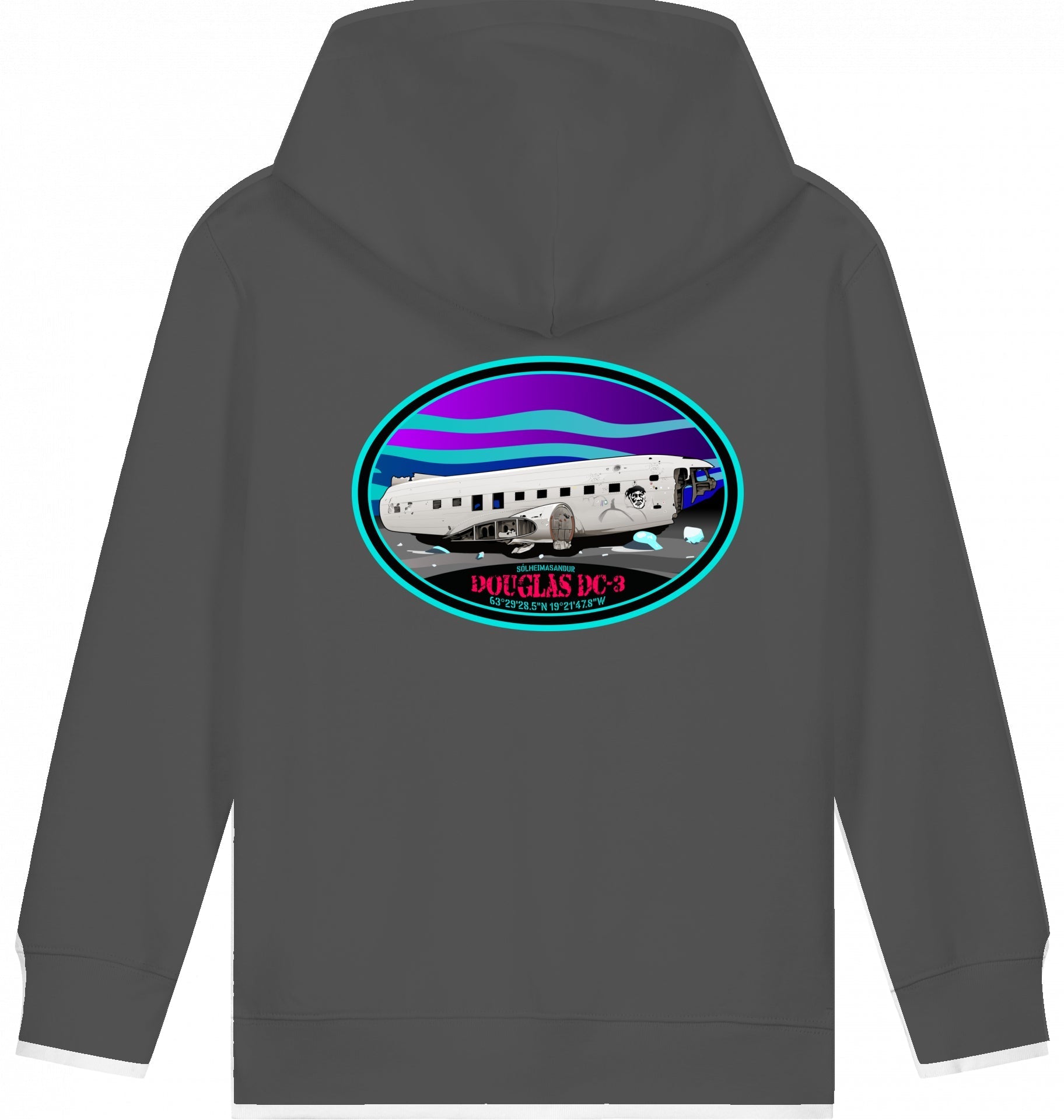 Aviation Kids Flugzeug Hoodie - DC-3 Aircraft Wreck - Sólheimansandur - Iceland für Piloten, Crews, Kinder & Planespotter made by SUPERSONIC aero 4U