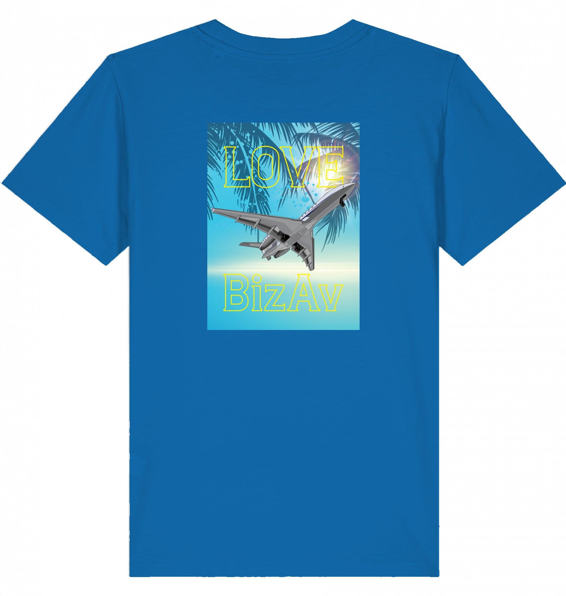 Aviation Kids Aviation T-Shirt "Love BizAv Business Aviation" 2.0 Royal Blue für Piloten, Crews, Kinder & Planespotter made by SUPERSONIC aero 4U