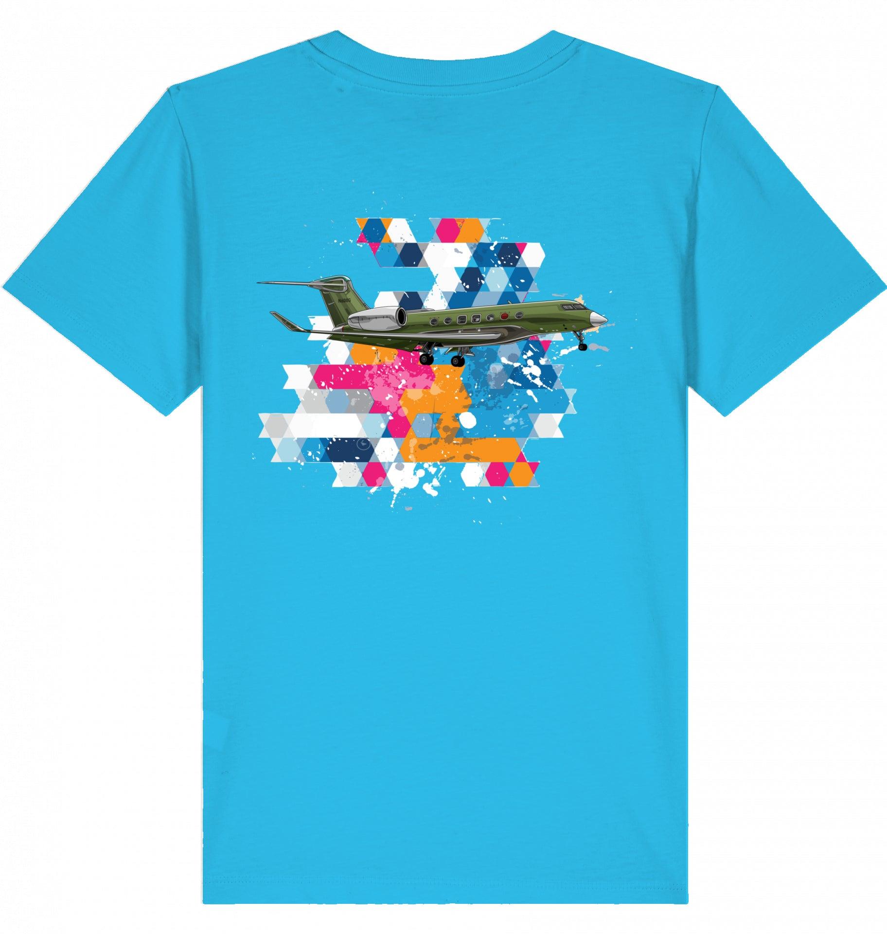 Aviation Kids Aviation T-Shirt Gulfstream G500/600 Business Jet 2.0 Aqua Blue für Piloten, Crews, Kinder & Planespotter made by SUPERSONIC aero 4U