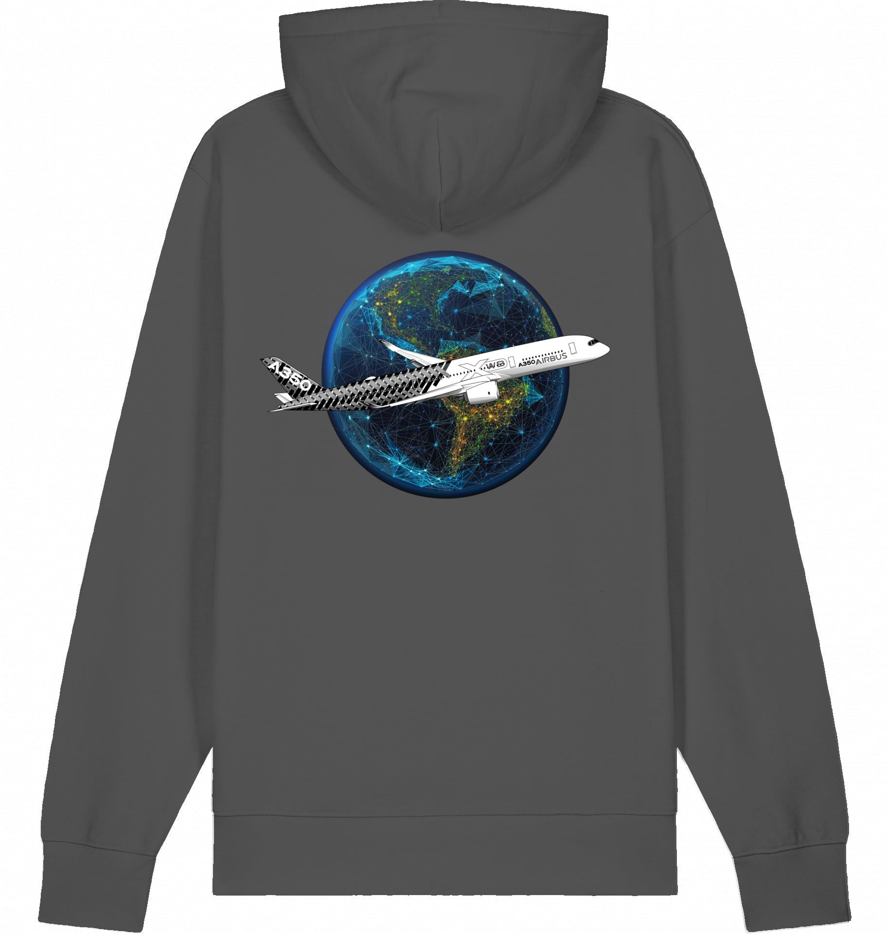 Aviation Flugzeug Hoodie Airbus A350 XWB Design Anthracite für Piloten, Crews, Kinder & Planespotter made by SUPERSONIC aero 4U