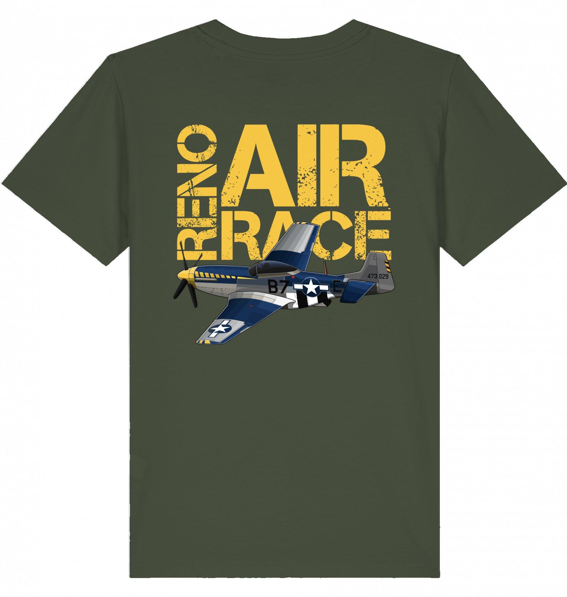 Aviation Kids Aviation T-Shirt "Reno Air Race Mustang P-51" 2.0 Khaki für Piloten, Crews, Kinder & Planespotter made by SUPERSONIC aero 4U