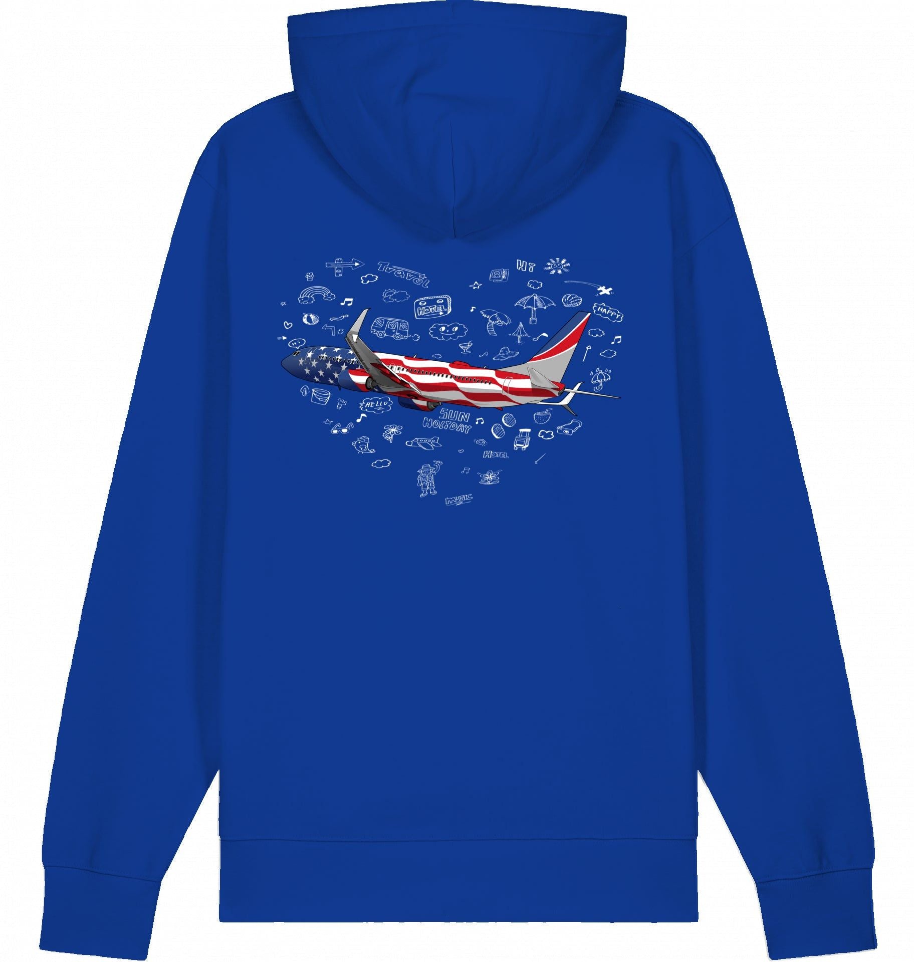 Aviation Flugzeug Hoodie Boeing 737 Stars & Stripes Worker Blue für Piloten, Crews, Kinder & Planespotter made by SUPERSONIC aero 4U