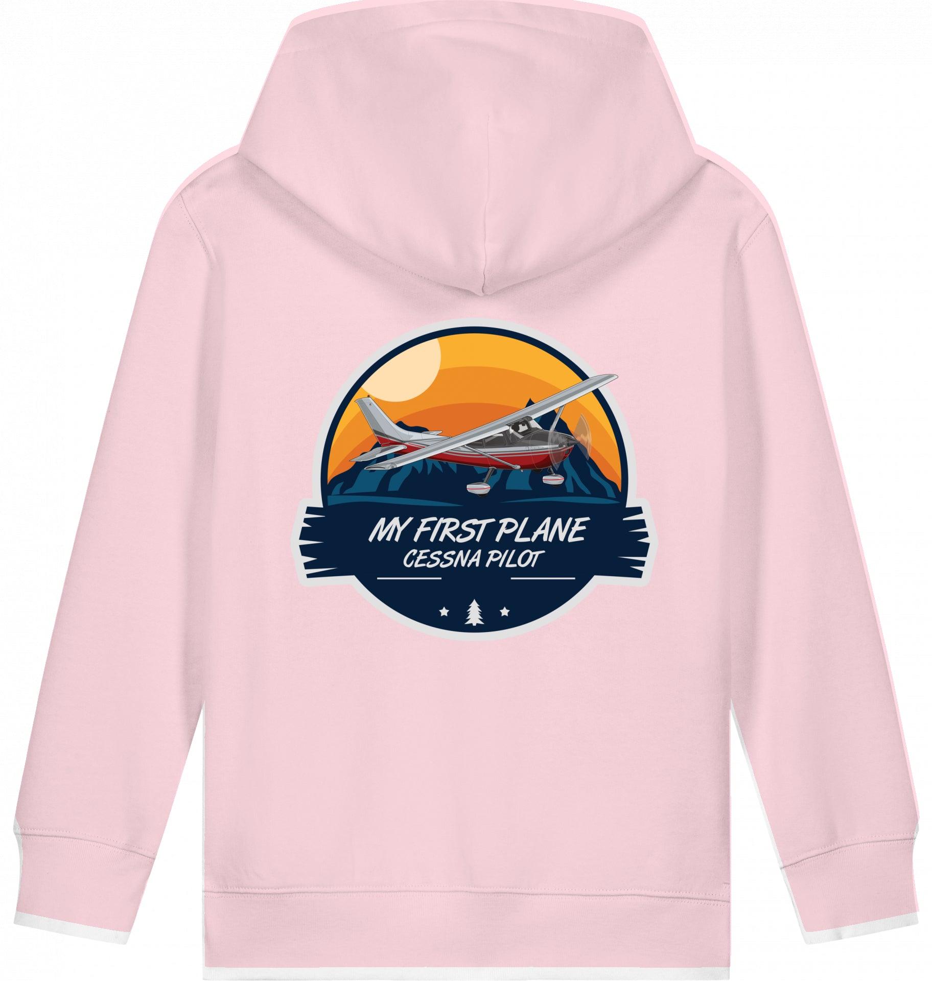 Aviation Kids Flugzeug Hoodie "My First Plane - Cessna 172" Cotton Pink für Piloten, Crews, Kinder & Planespotter made by SUPERSONIC aero 4U