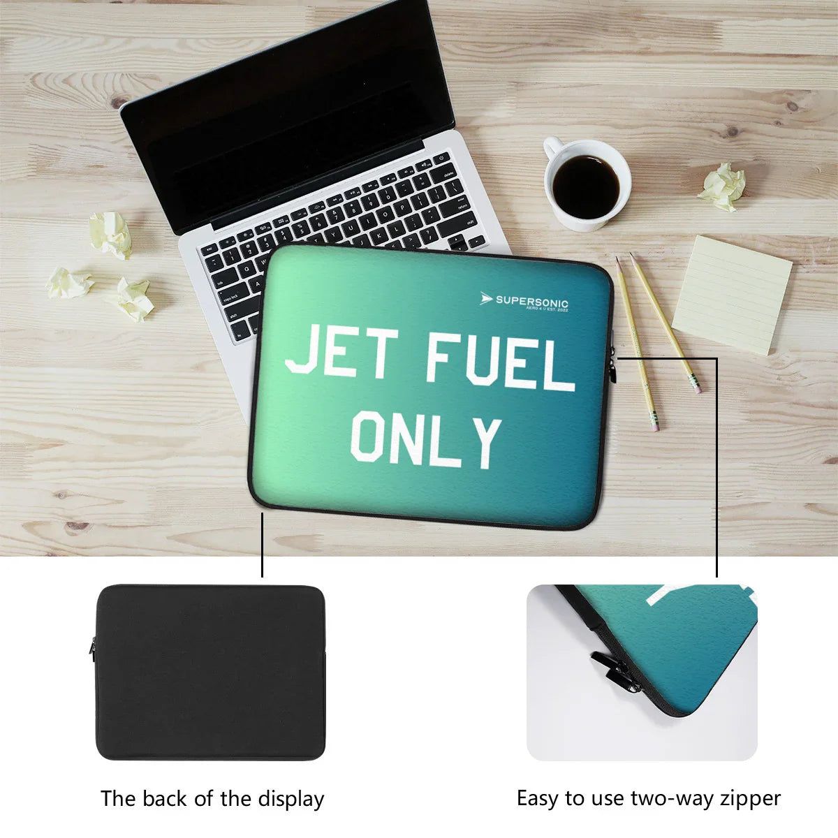 Aviation Crew Tech Bag | Premium Laptop Tasche im Jet Fuel Only Design für Piloten, Crews, Kinder & Planespotter made by SUPERSONIC aero 4U