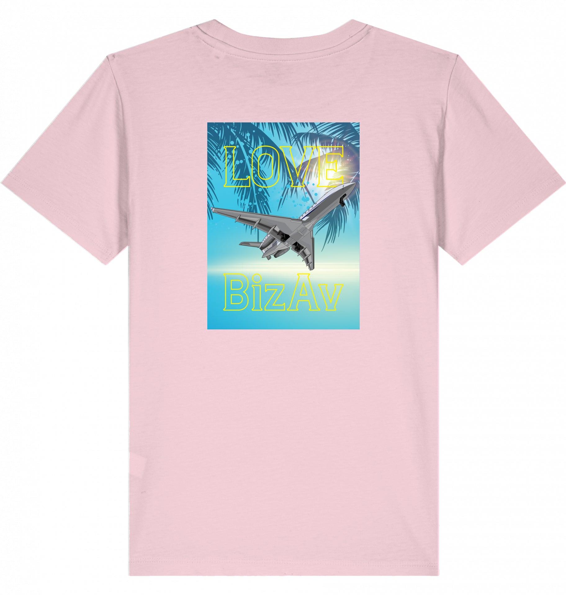 Aviation Kids Aviation T-Shirt "Love BizAv Business Aviation" 2.0 Cotton Pink für Piloten, Crews, Kinder & Planespotter made by SUPERSONIC aero 4U