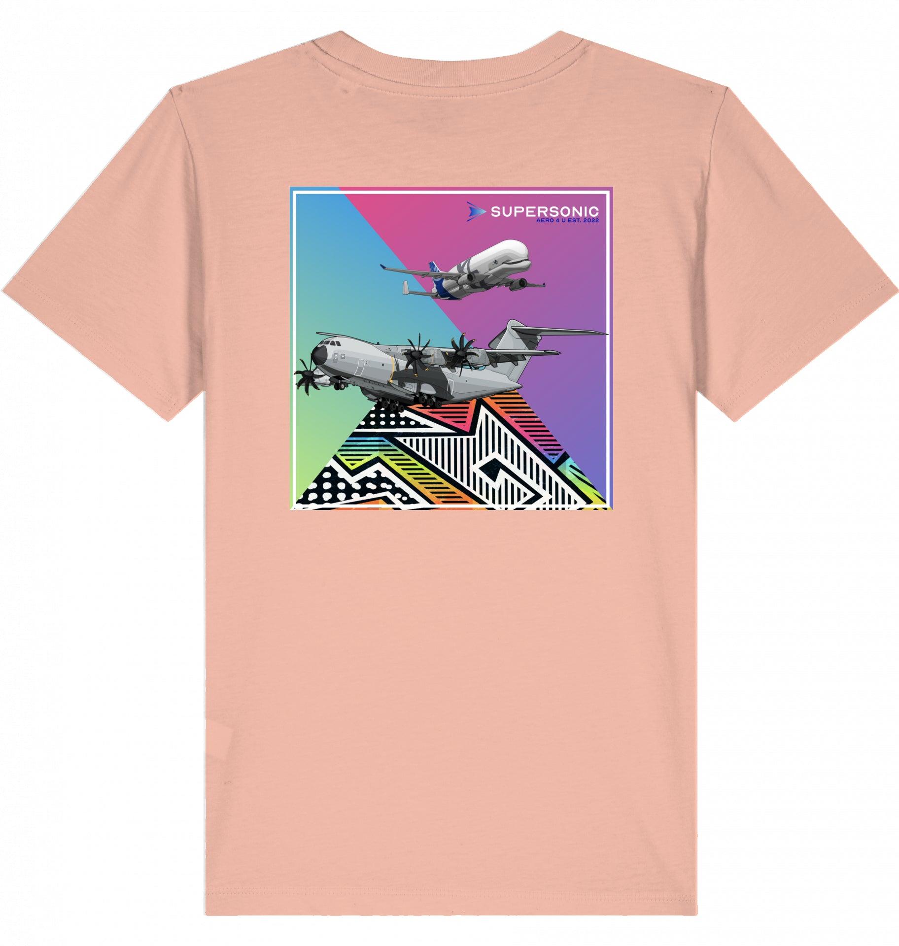 Aviation Kids Aviation T-Shirt Airbus A400M und Beluga Flugzeuge 2.0 Fraiche Peche für Piloten, Crews, Kinder & Planespotter made by SUPERSONIC aero 4U