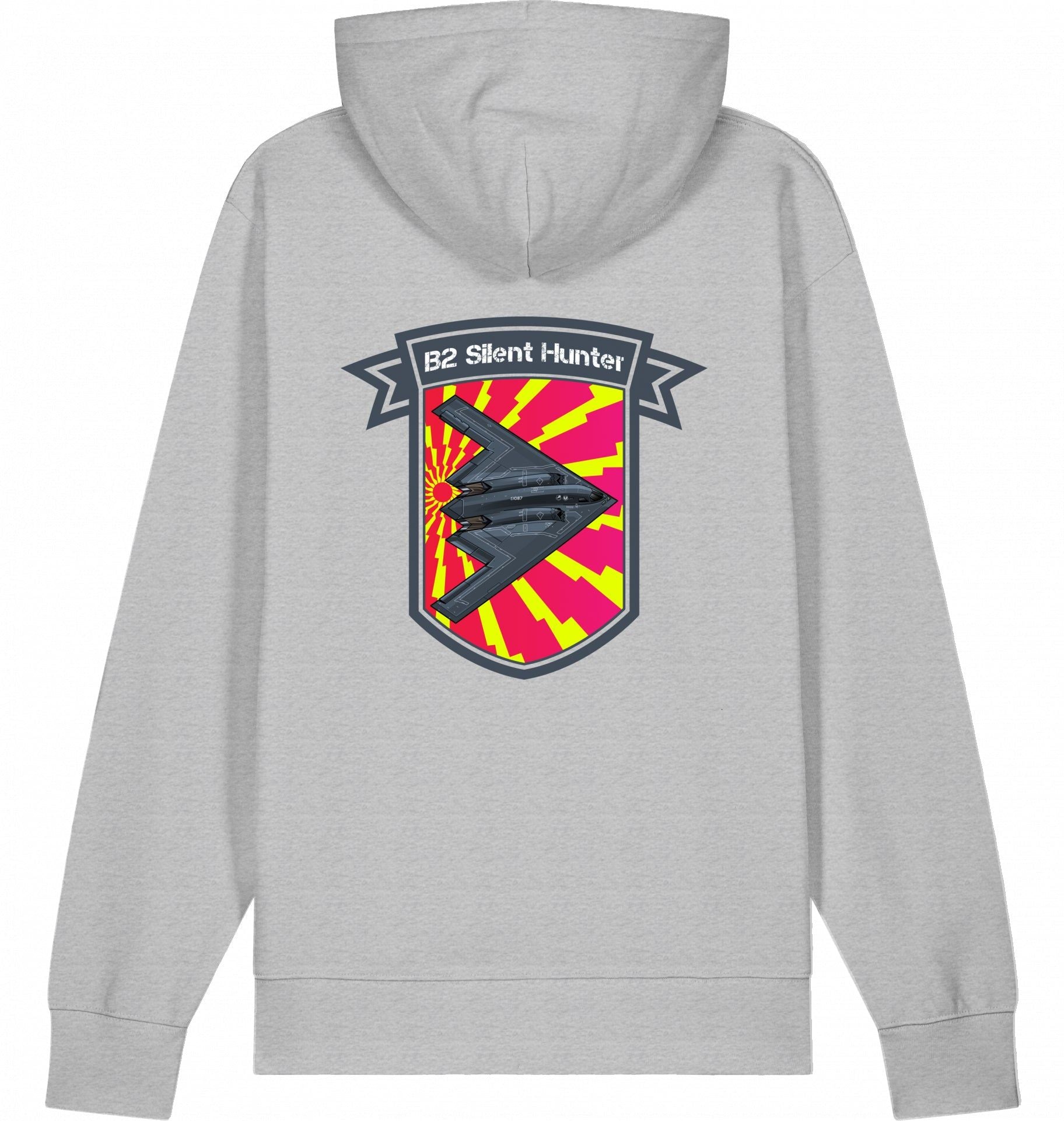 Aviation Flugzeug Hoodie Northrop B2 Spirit - Silent Hunter Heather Grey für Piloten, Crews, Kinder & Planespotter made by SUPERSONIC aero 4U