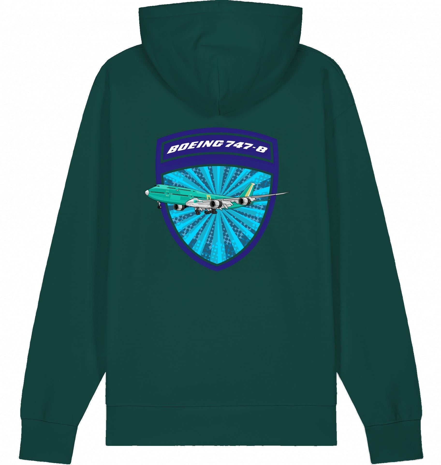 Aviation Flugzeug Hoodie Boeing 747-8 Jumbojet Glazed Green für Piloten, Crews, Kinder & Planespotter made by SUPERSONIC aero 4U