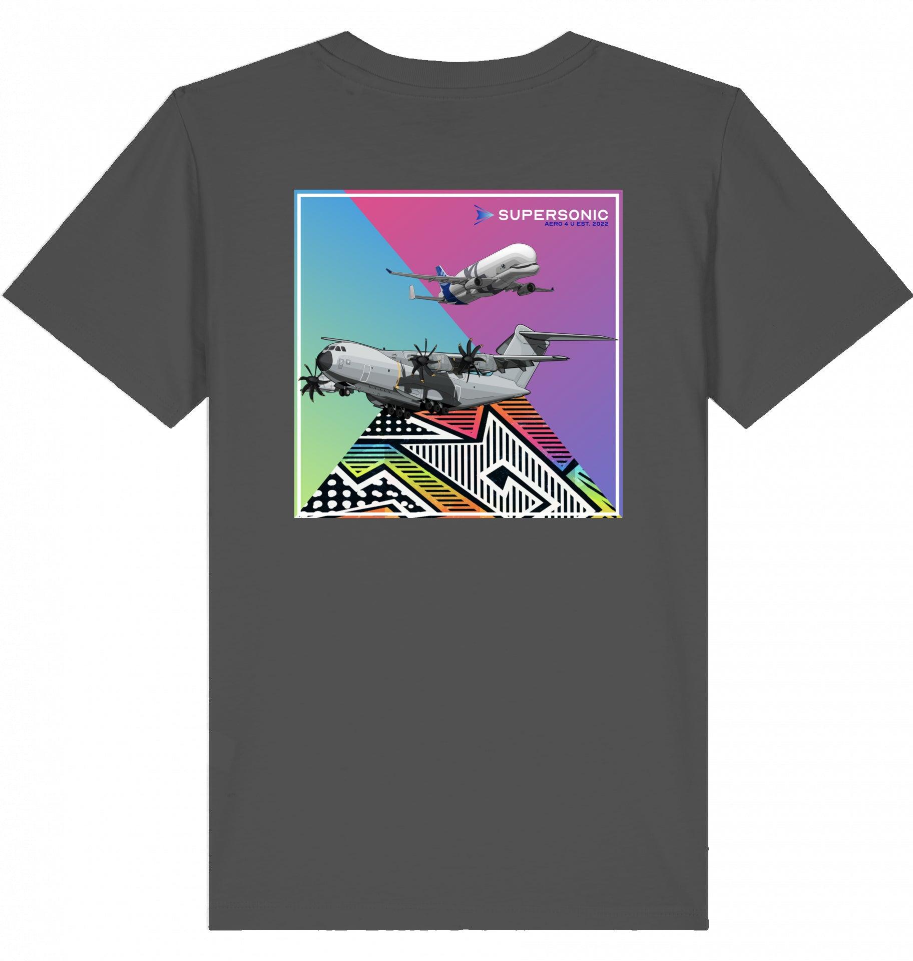 Aviation Kids T-Shirt ,Airbus A400M und Airbus Beluga Kinder Tshirt, Flugzeug Tshirt für Piloten, Crews, Kinder & Planespotter, made by SUPERSONIC aero 4U, Airbus Tshirt Kinder