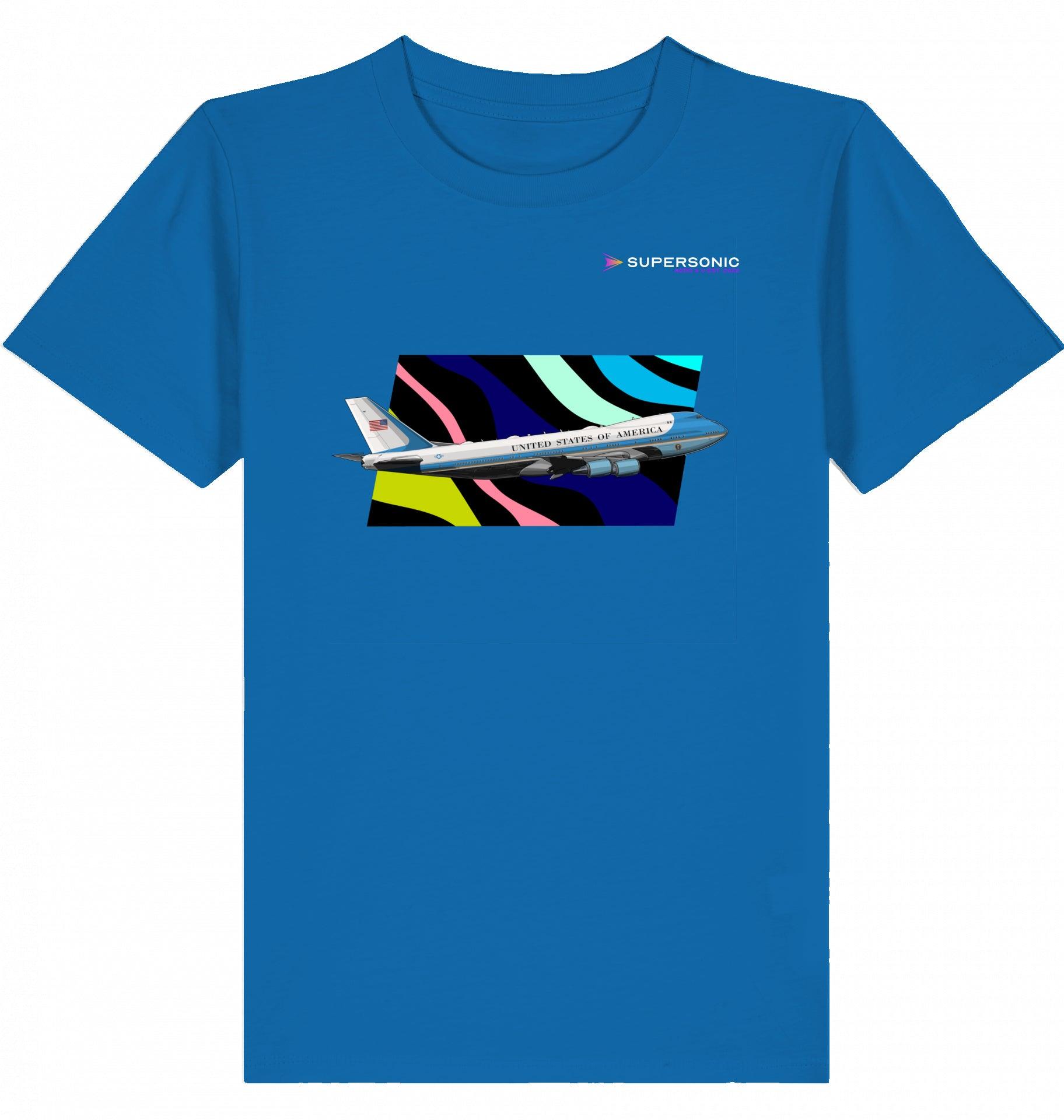 Aviation Kids Aviation T-Shirt Air Force One Boeing 747 Jumbo Jet Flugzeug 2.0 Royal Blue für Piloten, Crews, Kinder & Planespotter made by SUPERSONIC aero 4U