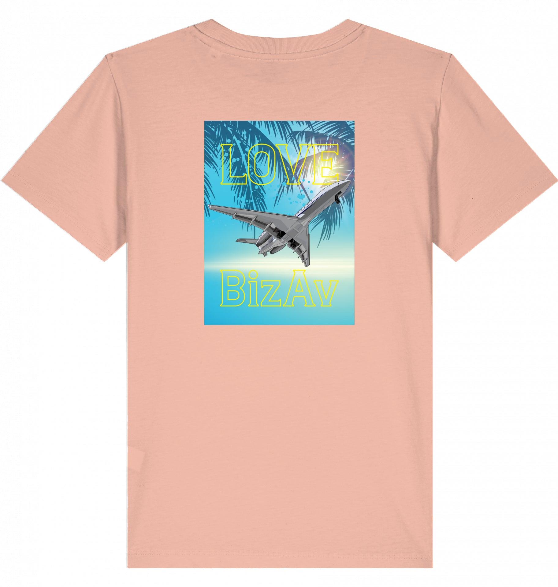 Aviation Kids Aviation T-Shirt "Love BizAv Business Aviation" 2.0 Fraiche Peche für Piloten, Crews, Kinder & Planespotter made by SUPERSONIC aero 4U