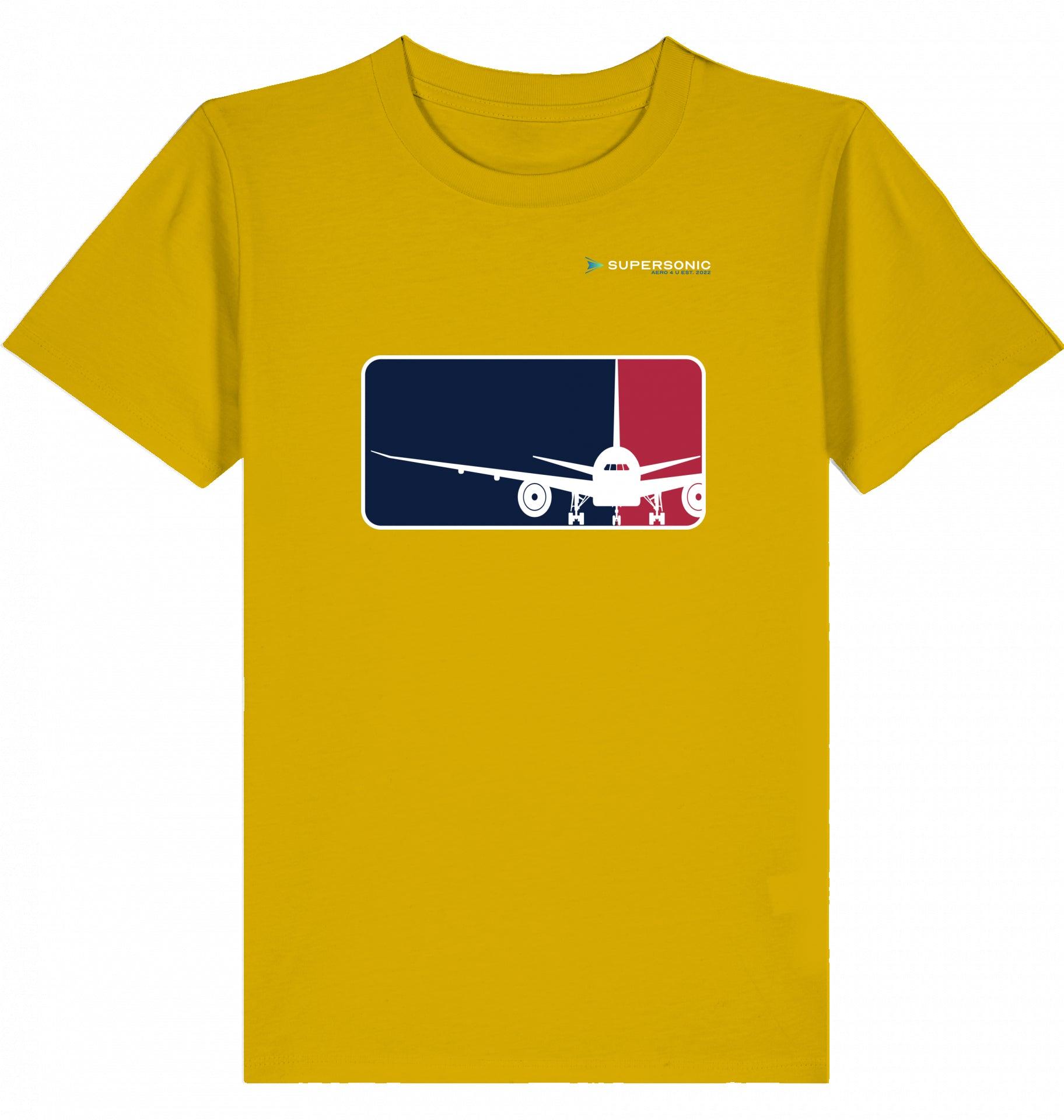 Aviation Kids Aviation T-Shirt “Major League Aviation“ Boeing 777 2.0 Ochre für Piloten, Crews, Kinder & Planespotter made by SUPERSONIC aero 4U