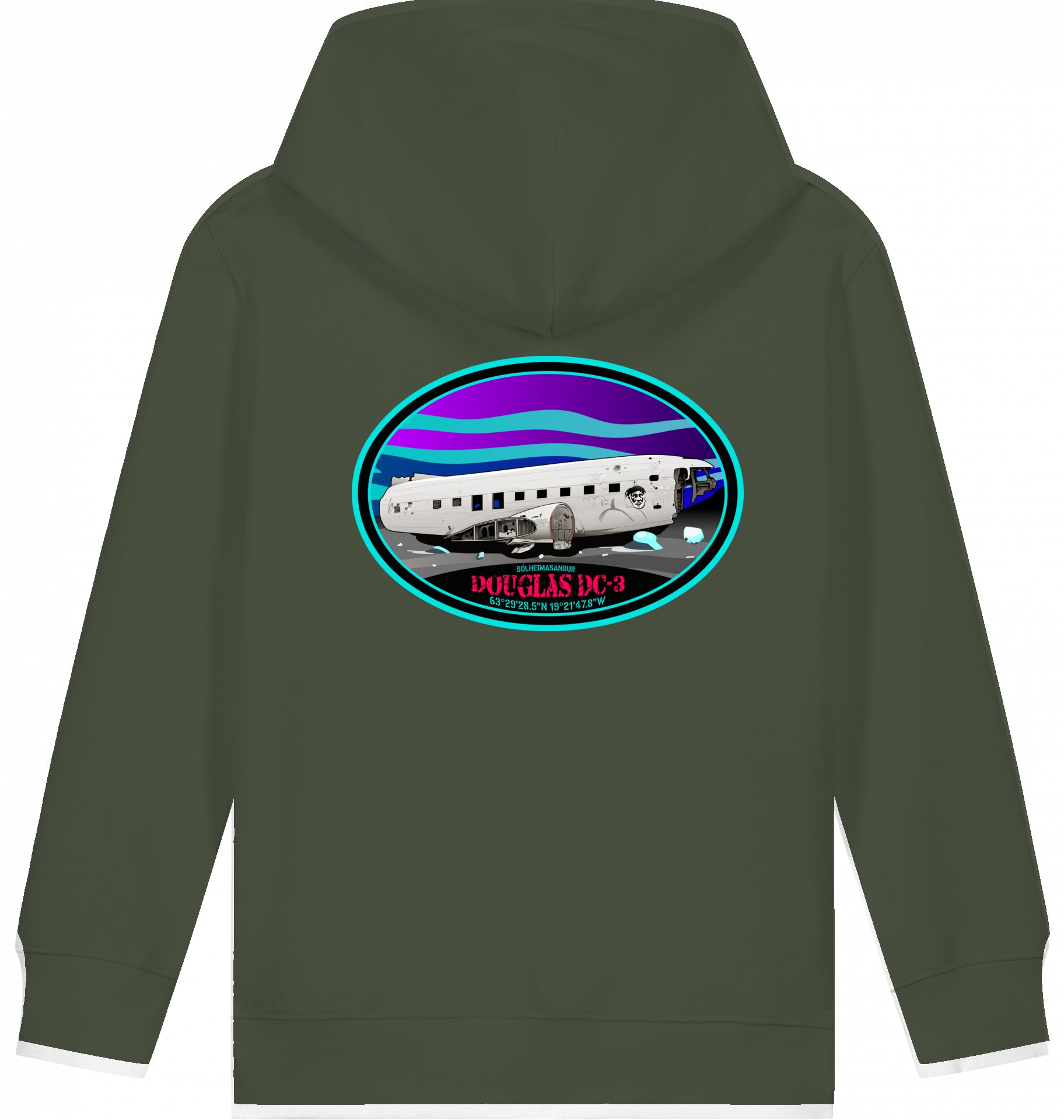 Aviation Kids Flugzeug Hoodie - DC-3 Aircraft Wreck - Sólheimansandur - Iceland für Piloten, Crews, Kinder & Planespotter made by SUPERSONIC aero 4U