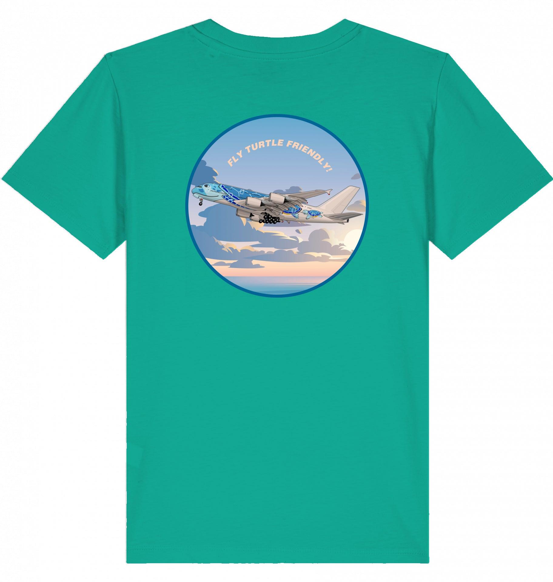 Aviation Kids Aviation T-Shirt Airbus A380 Flugzeug "Fly Turtle friendly" 2.0 Go Green für Piloten, Crews, Kinder & Planespotter made by SUPERSONIC aero 4U