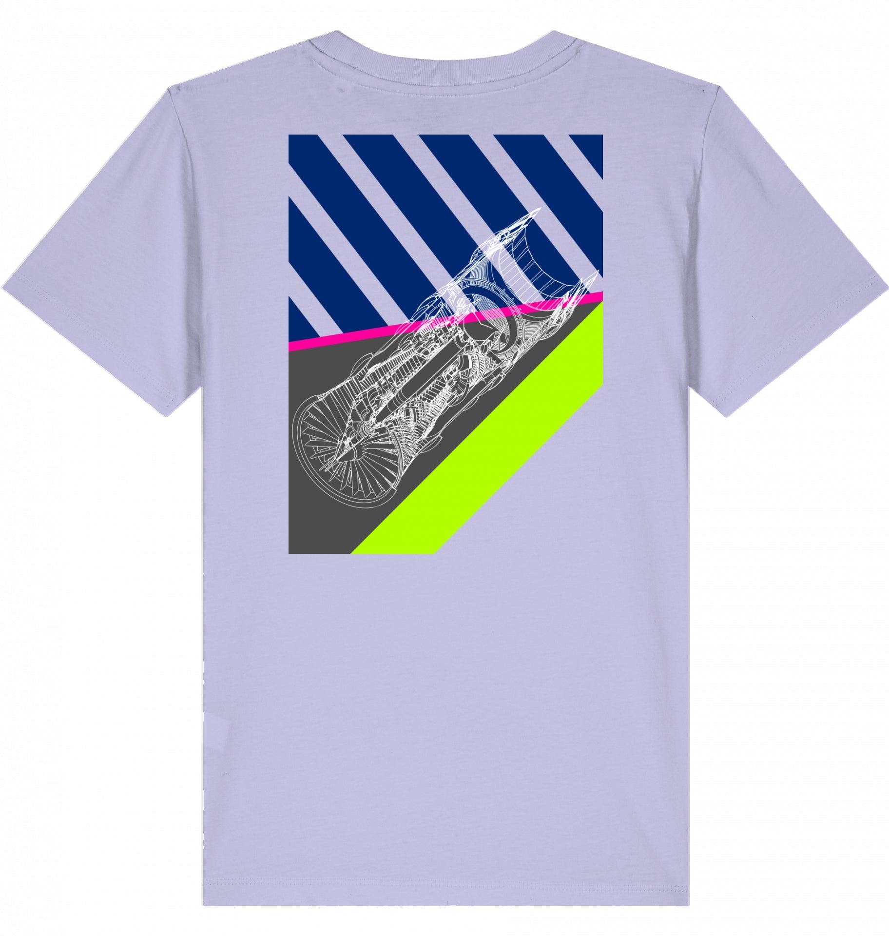 Aviation Kids Aviation T-Shirt "Aircraft Engine" 2.0 Lavender für Piloten, Crews, Kinder & Planespotter made by SUPERSONIC aero 4U
