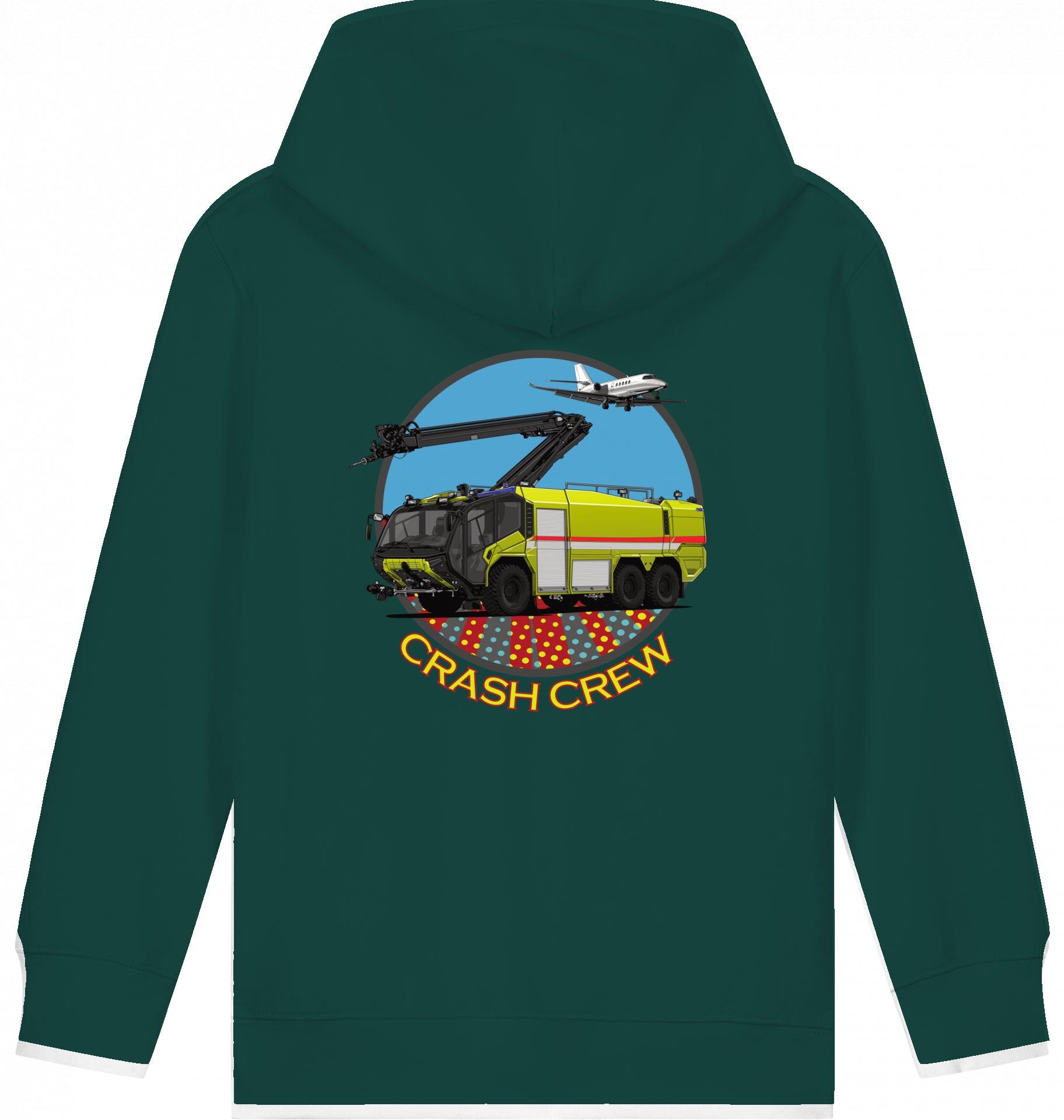 Aviation Kids Hoodie "Airport Rescue Fire Fighting ARFF - Crash Crew" Glazed Green für Piloten, Crews, Kinder & Planespotter made by SUPERSONIC aero 4U