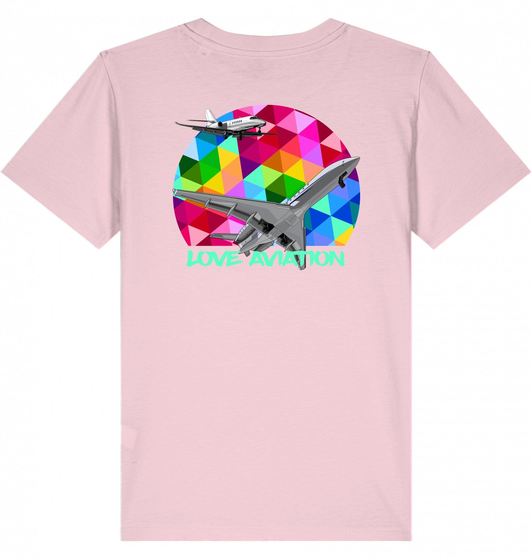 Aviation Kids Aviation T-Shirt "Love Aviation" Flugzeuge 2.0 Cotton Pink für Piloten, Crews, Kinder & Planespotter made by SUPERSONIC aero 4U