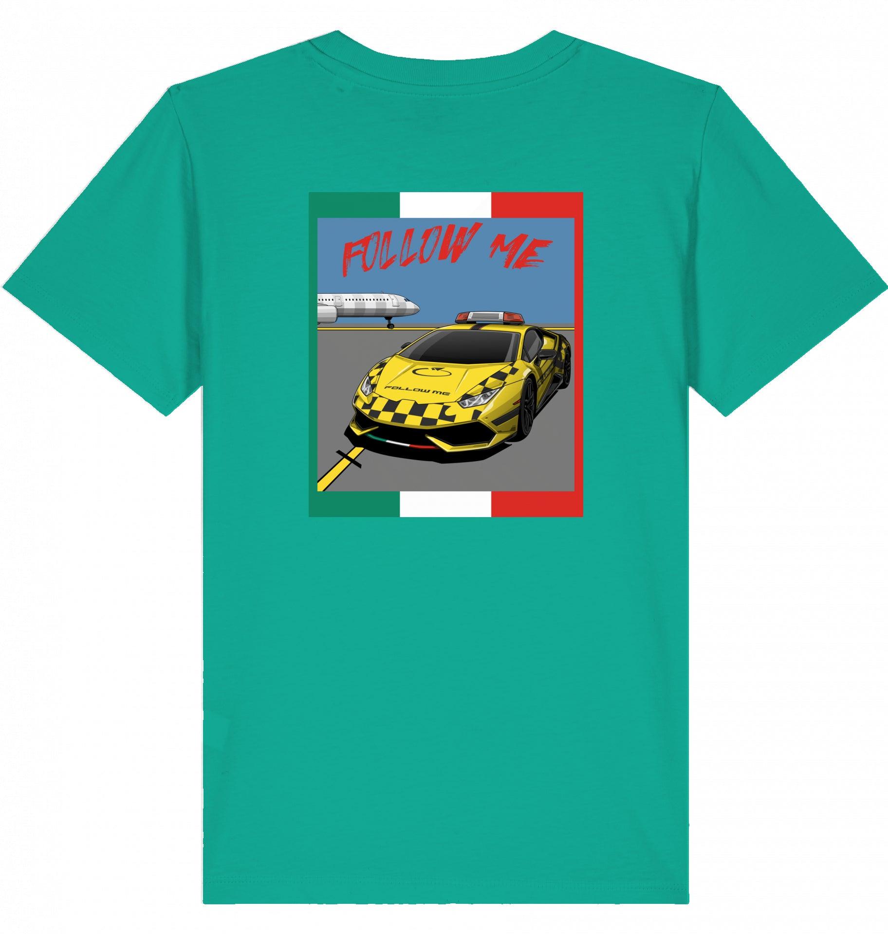 Aviation Kids Aviation T-Shirt "Follow Me Supercar" Flughafen 2.0 Go Green für Piloten, Crews, Kinder & Planespotter made by SUPERSONIC aero 4U