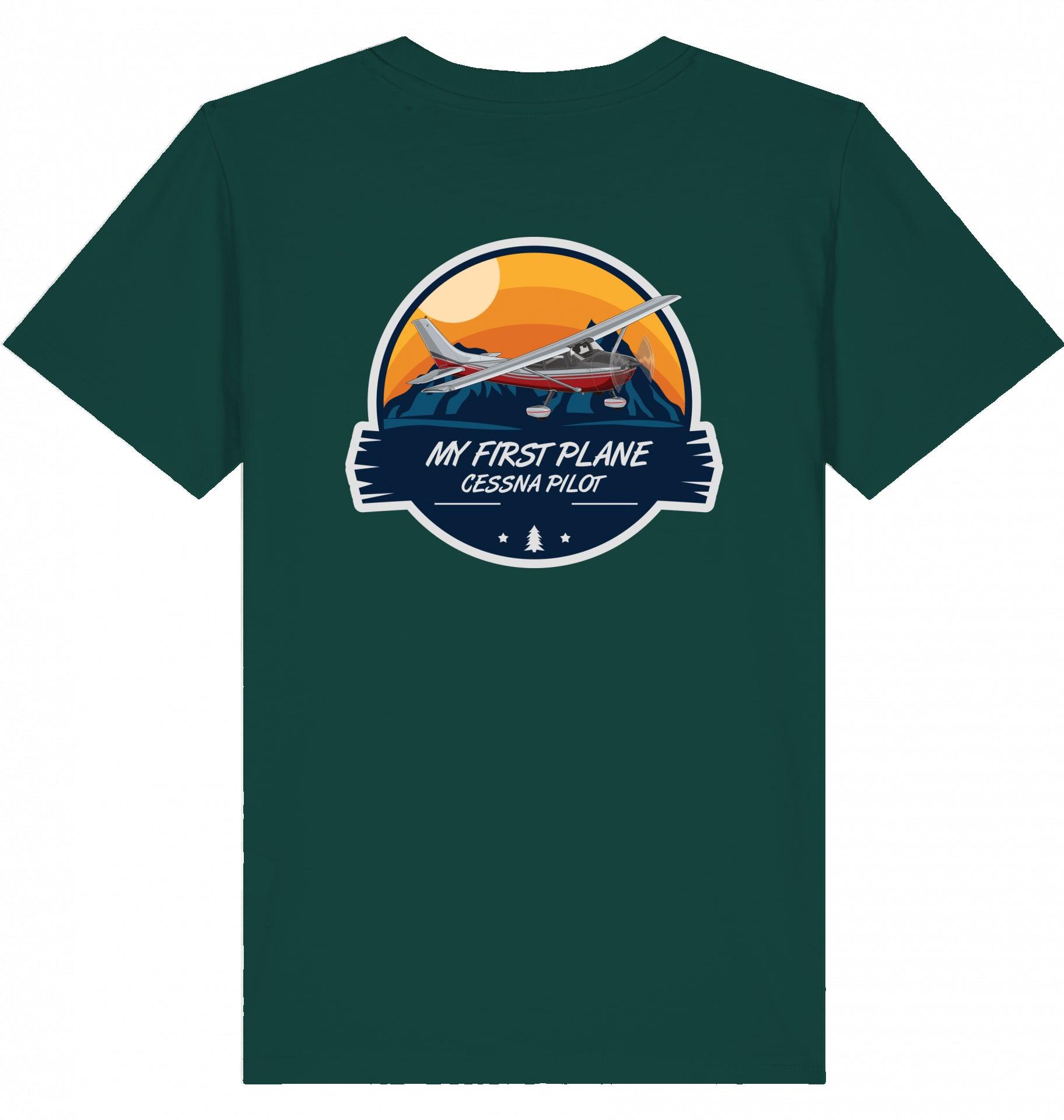 Aviation Kids Aviation T-Shirt "My first Plane Cessna C172" 2.0 Glazed Green für Piloten, Crews, Kinder & Planespotter made by SUPERSONIC aero 4U