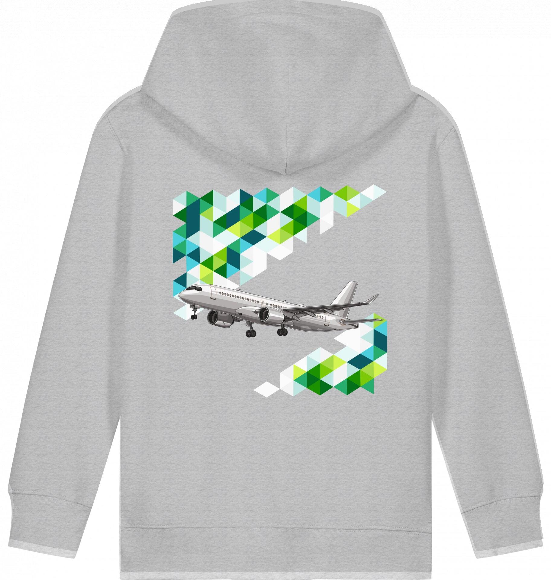 Aviation Kids Flugzeug Hoodie "Airbus A220 Aircraft" Heather Grey für Piloten, Crews, Kinder & Planespotter made by SUPERSONIC aero 4U