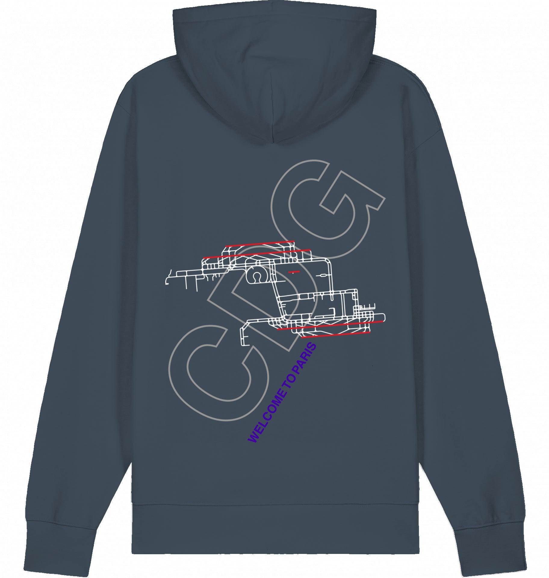 Aviation Paris CDG Airport Hoodie 2.0 India Ink Grey für Piloten, Crews, Kinder & Planespotter made by SUPERSONIC aero 4U