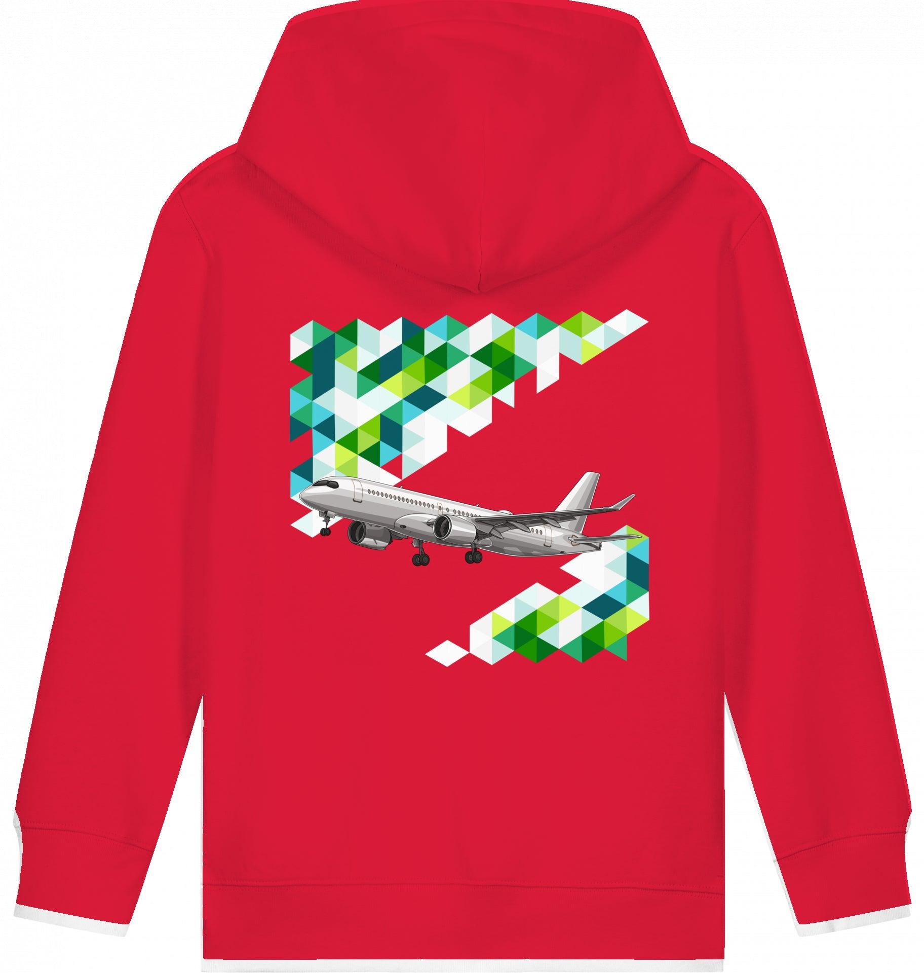 Aviation Kids Flugzeug Hoodie "Airbus A220 Aircraft" Red für Piloten, Crews, Kinder & Planespotter made by SUPERSONIC aero 4U