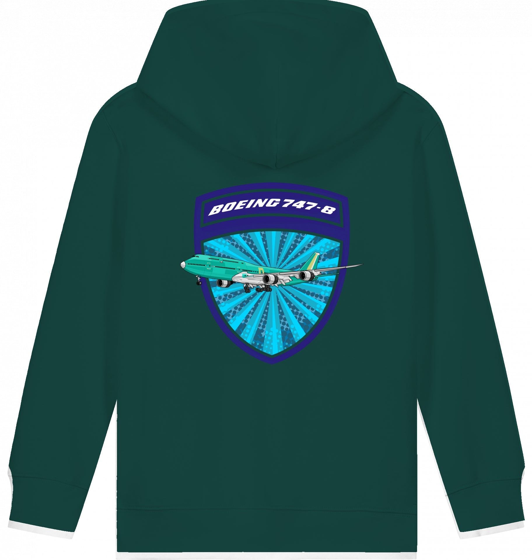 Aviation Kids Hoodie Boeing 747-8 Jumbojet Glazed Green für Piloten, Crews, Kinder & Planespotter made by SUPERSONIC aero 4U