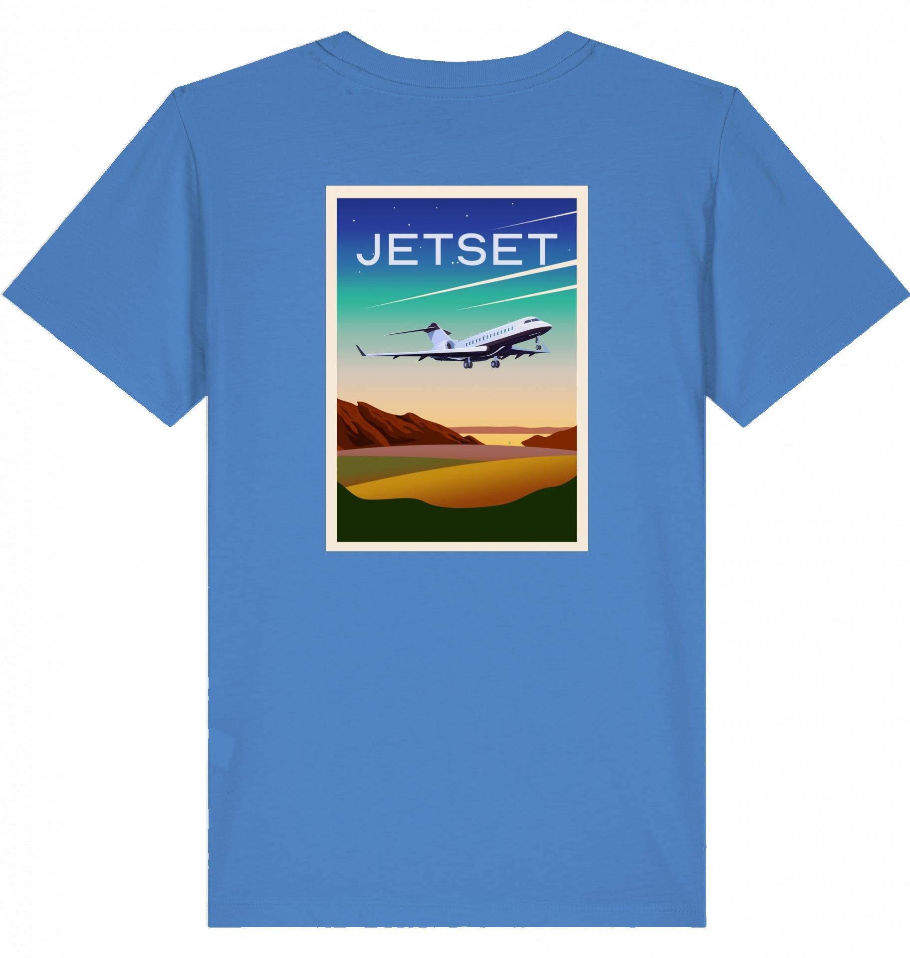 Aviation Kids Aviation T-Shirt "Jetset - Bombardier Global Express" 2.0 Bright Blue für Piloten, Crews, Kinder & Planespotter made by SUPERSONIC aero 4U