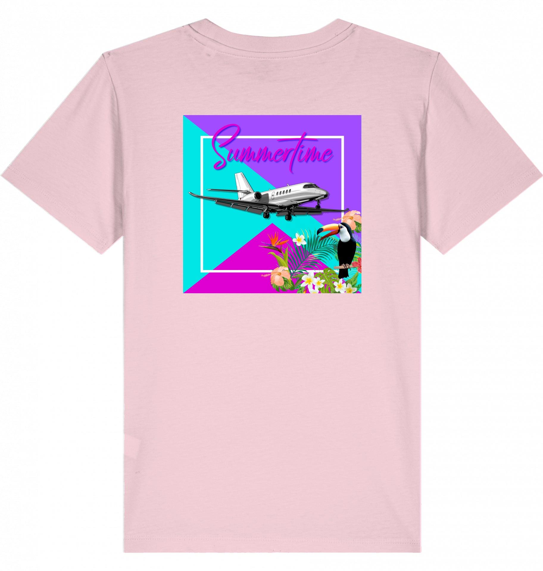 Aviation Kids Aviation T-Shirt "Summertime in Aviation" Cessna Citation Latitude Business Jet 2.0 Cotton Pink für Piloten, Crews, Kinder & Planespotter made by SUPERSONIC aero 4U