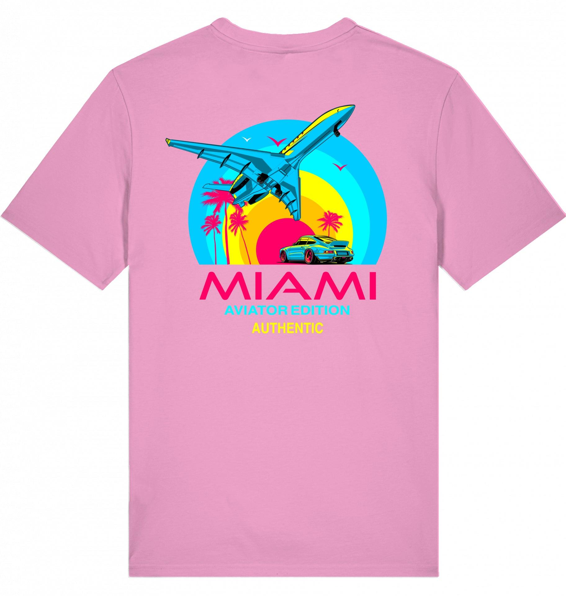 Aviation Flugzeug T-Shirt "Aviator Miami Summer" Bubble Pink für Piloten, Crews, Kinder & Planespotter made by SUPERSONIC aero 4U