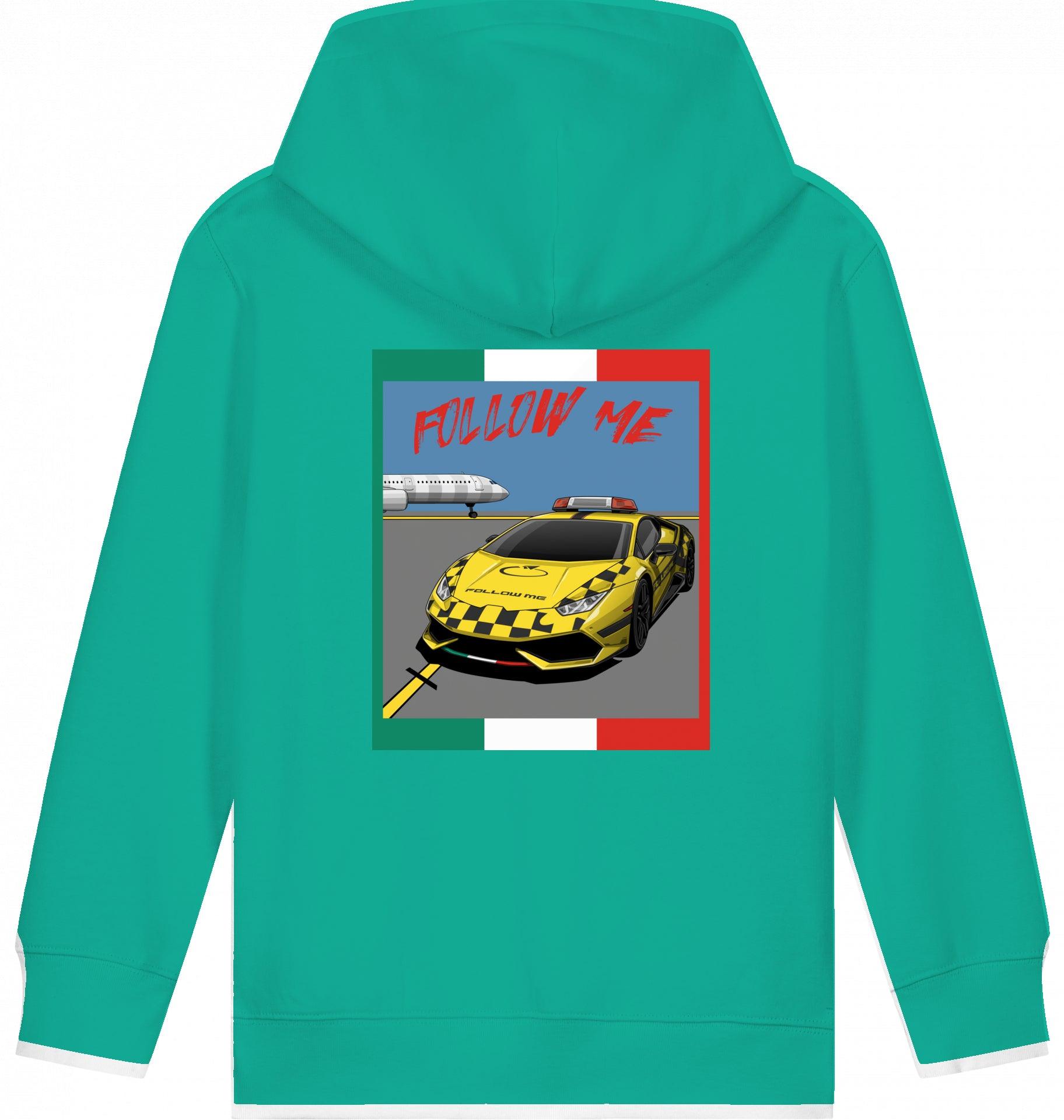 Aviation Kids Aviation Hoodie "Follow Me Italia" Airbus A321 Go Green für Piloten, Crews, Kinder & Planespotter made by SUPERSONIC aero 4U